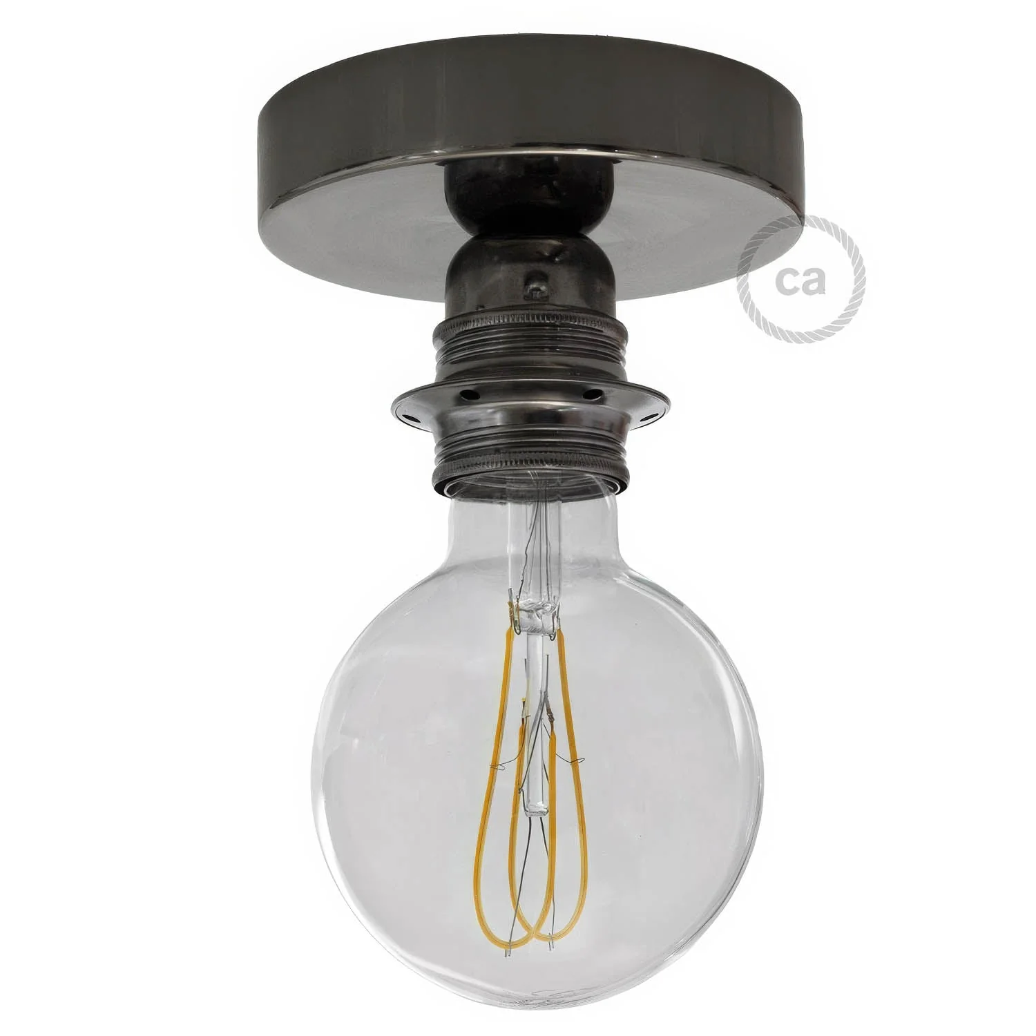 Fermaluce Metal with threaded E27 lamp holder, metal light point - Pearl black
