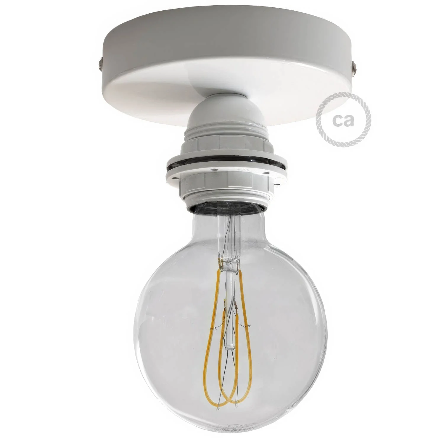 Fermaluce Metal with threaded E27 lamp holder, metal light point - White
