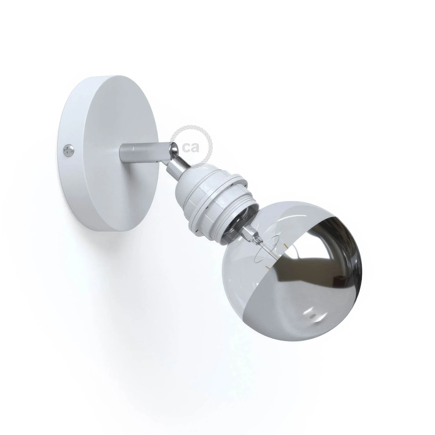 Metallo 90° Fermaluce with threaded E27 lamp holder, adjustable metal light point - White