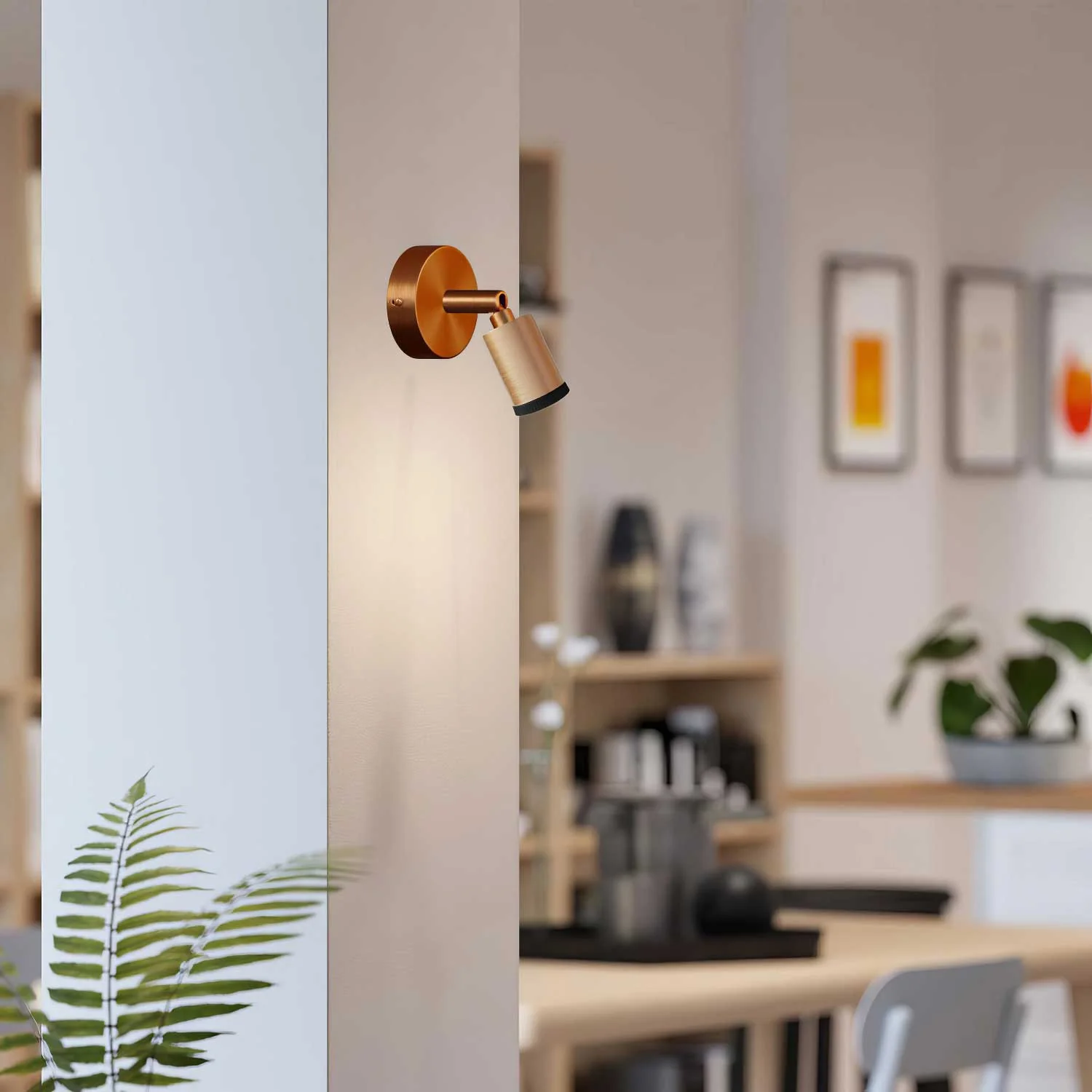 Mini Spotlight GU1d0 spotlight, adjustable wall or ceiling lamp with joint - Satin copper - Image 2