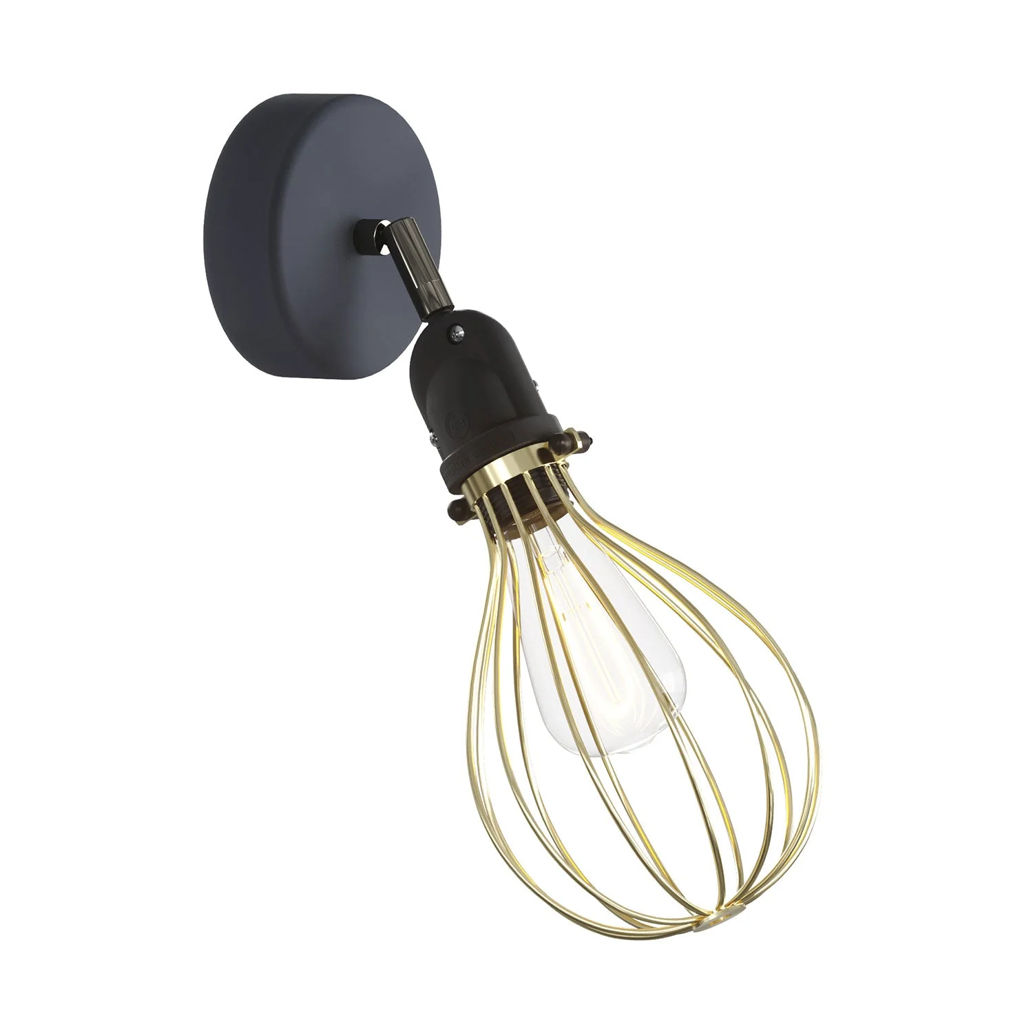 Fermaluce Modulair with adjustable joint, Drop lampshade and IP65 waterproof lamp holder - Brass