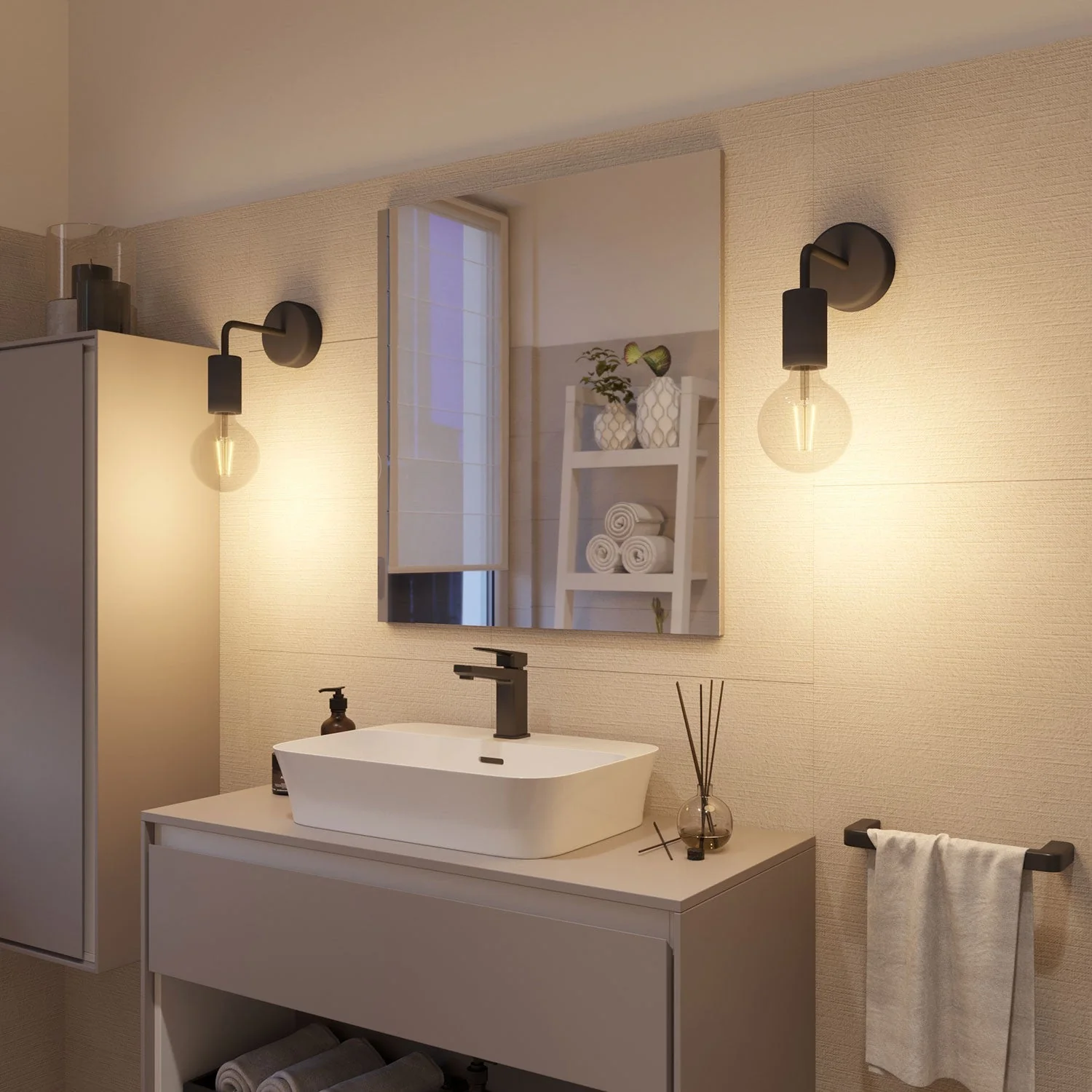 Fermaluce Modulair ELEGANT with L extension, ceiling rose and IP65 waterproof lamp holder - Black - Image 4