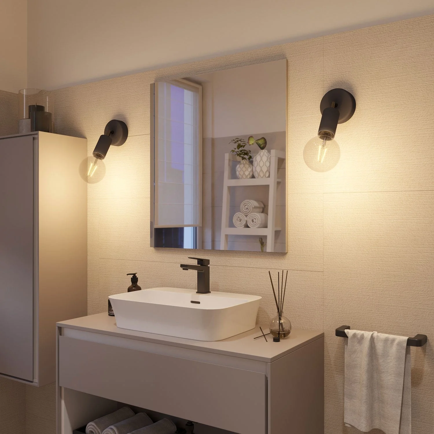Fermaluce Modulair ELEGANT with adjustable joint, ceiling rose and IP65 waterproof lamp holder - Black - Image 4