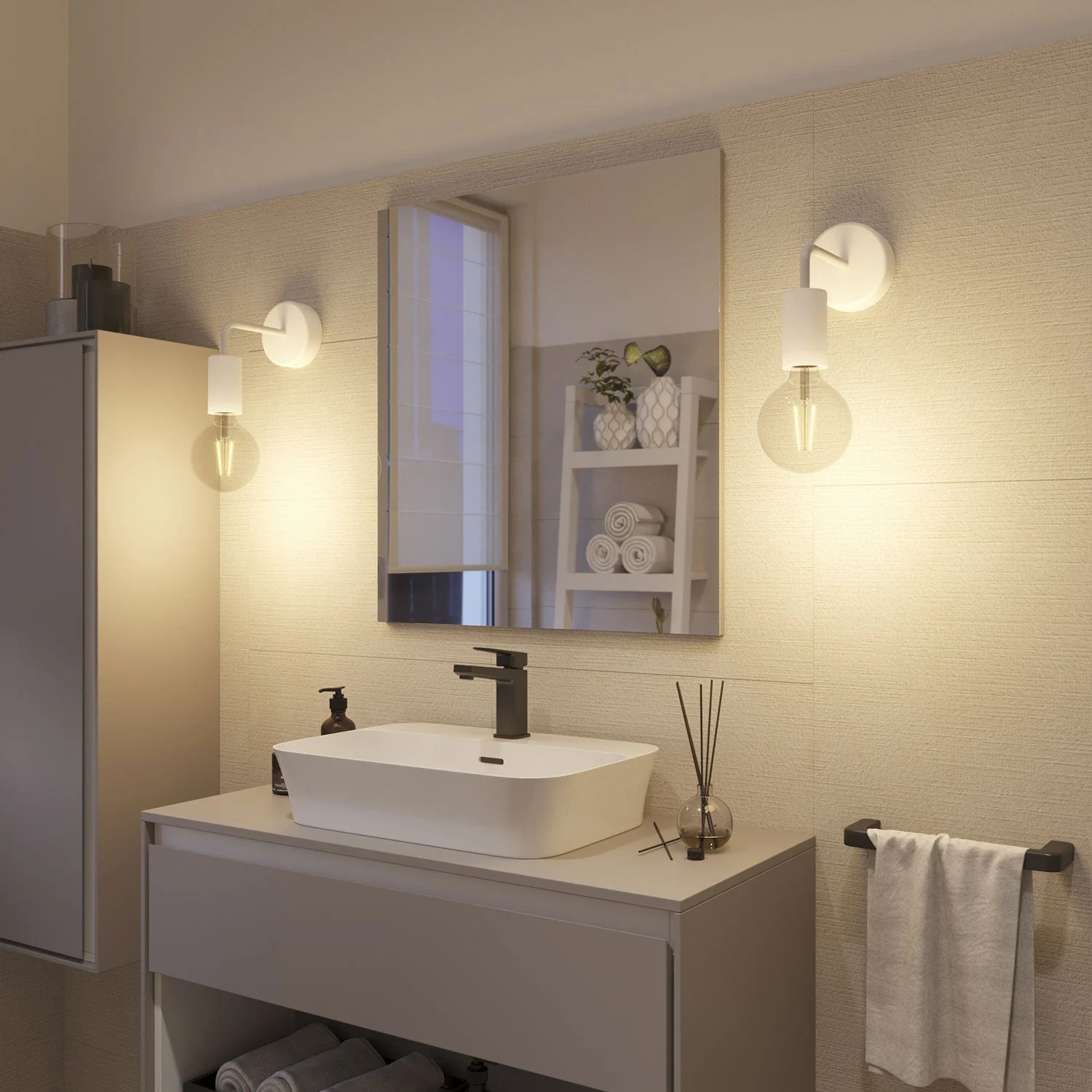 Fermaluce Modulair ELEGANT with L extension, ceiling rose and IP65 waterproof lamp holder - White - Image 4