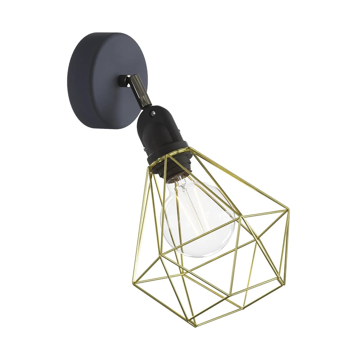 Fermaluce Modulair with adjustable joint, Diamond lampshade and IP65 waterproof lamp holder - Brass