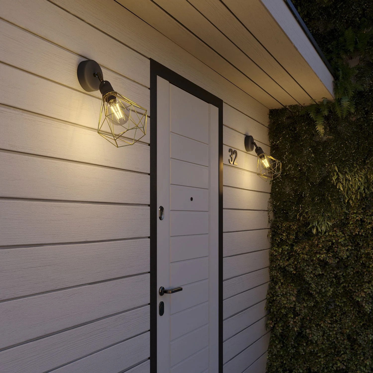 Fermaluce Modulair with adjustable joint, Diamond lampshade and IP65 waterproof lamp holder - Brass - Image 2