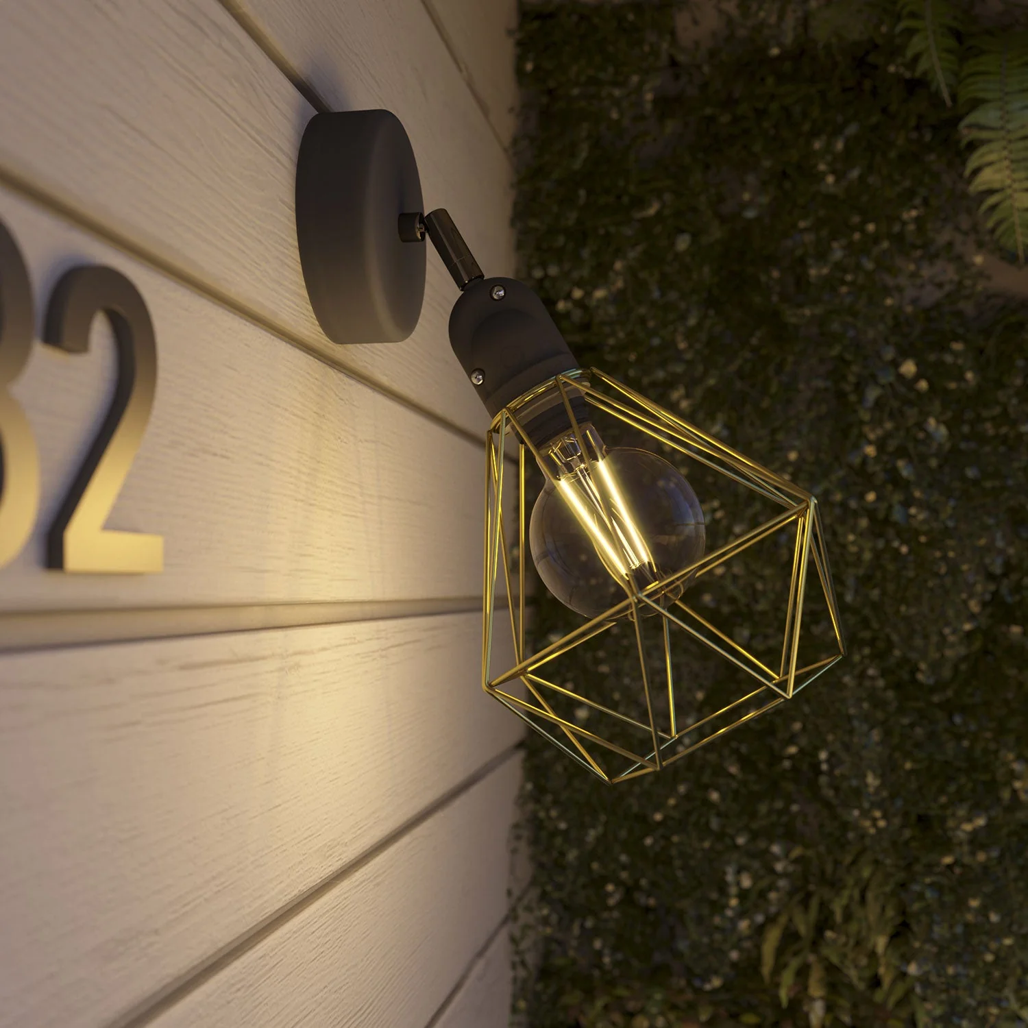 Fermaluce Modulair with adjustable joint, Diamond lampshade and IP65 waterproof lamp holder - Brass - Image 3