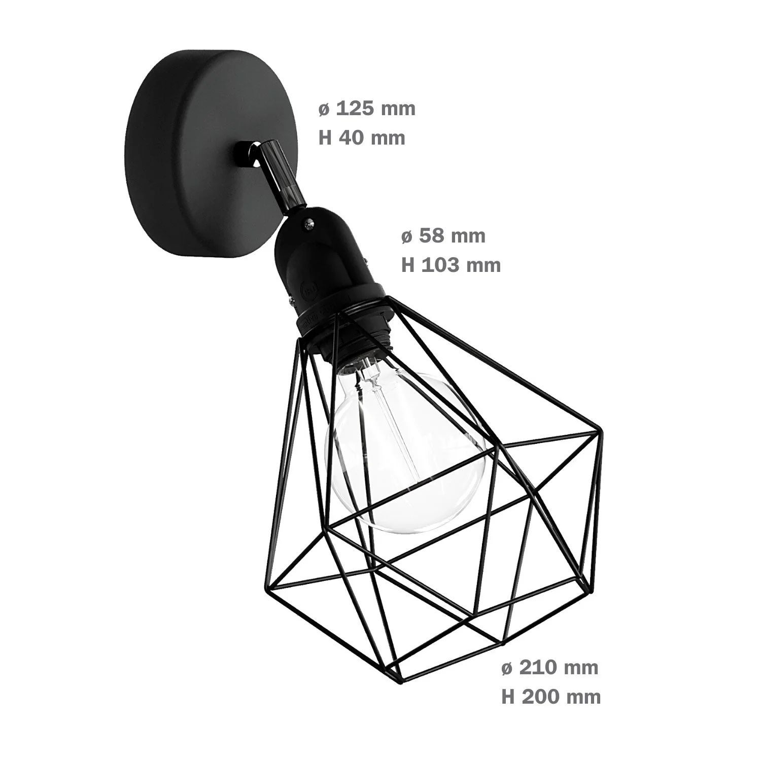 Fermaluce Modulair with adjustable joint, Diamond lampshade and IP65 waterproof lamp holder - Brass - Image 6