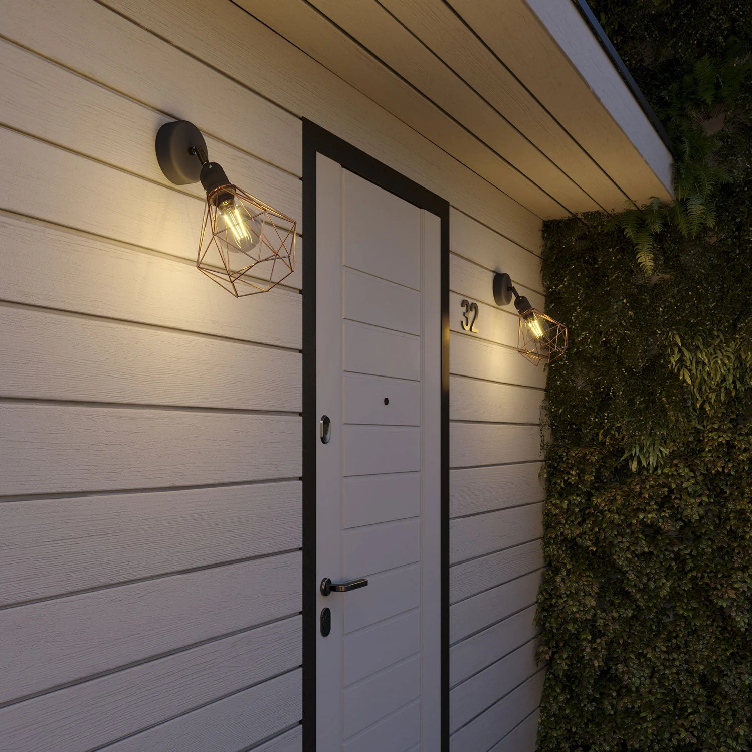 Fermaluce Modulair with adjustable joint, Diamond lampshade and IP65 waterproof lamp holder - Copper - Image 2