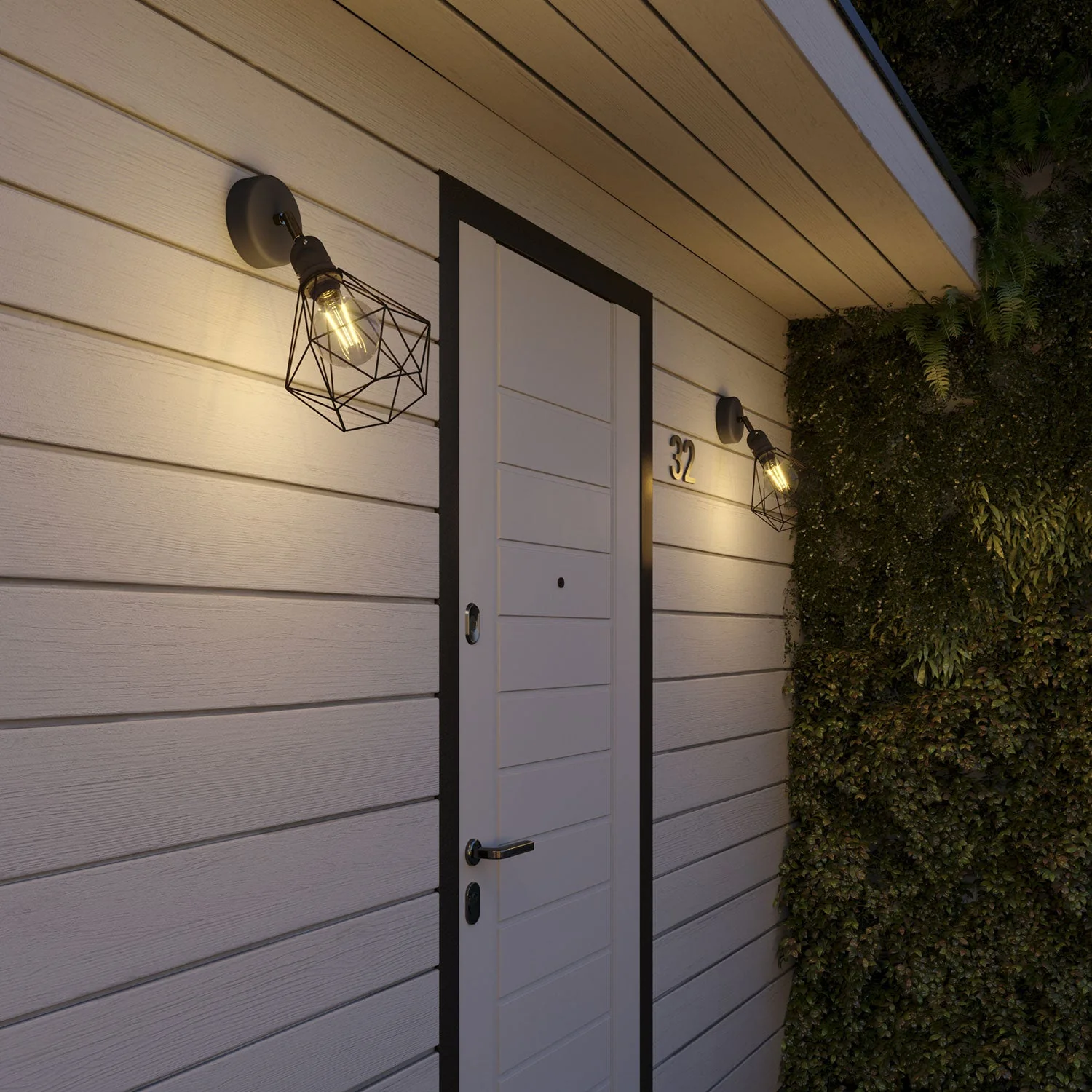 Fermaluce Modulair with adjustable joint, Diamond lampshade and IP65 waterproof lamp holder - Black - Image 2