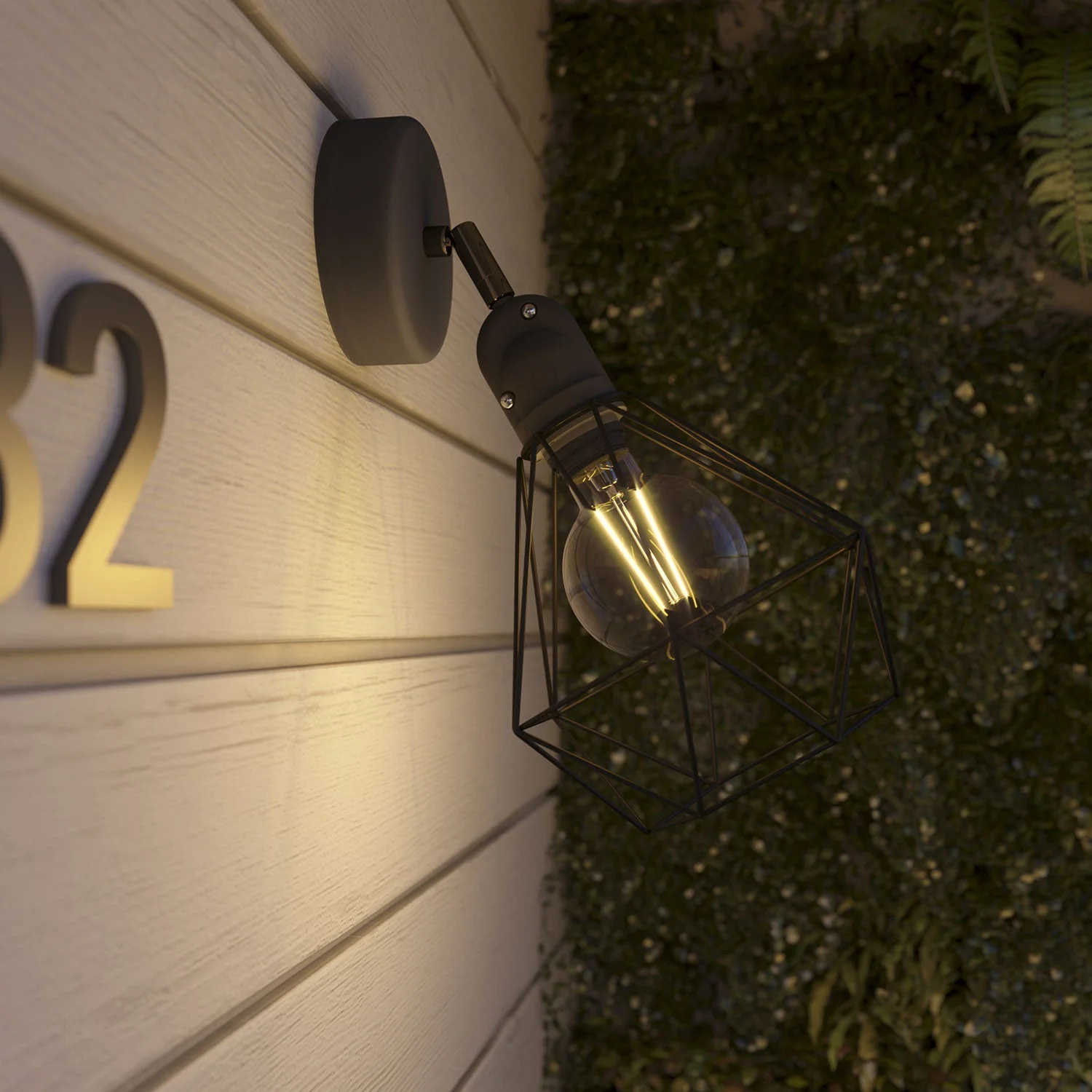 Fermaluce Modulair with adjustable joint, Diamond lampshade and IP65 waterproof lamp holder - Black - Image 3
