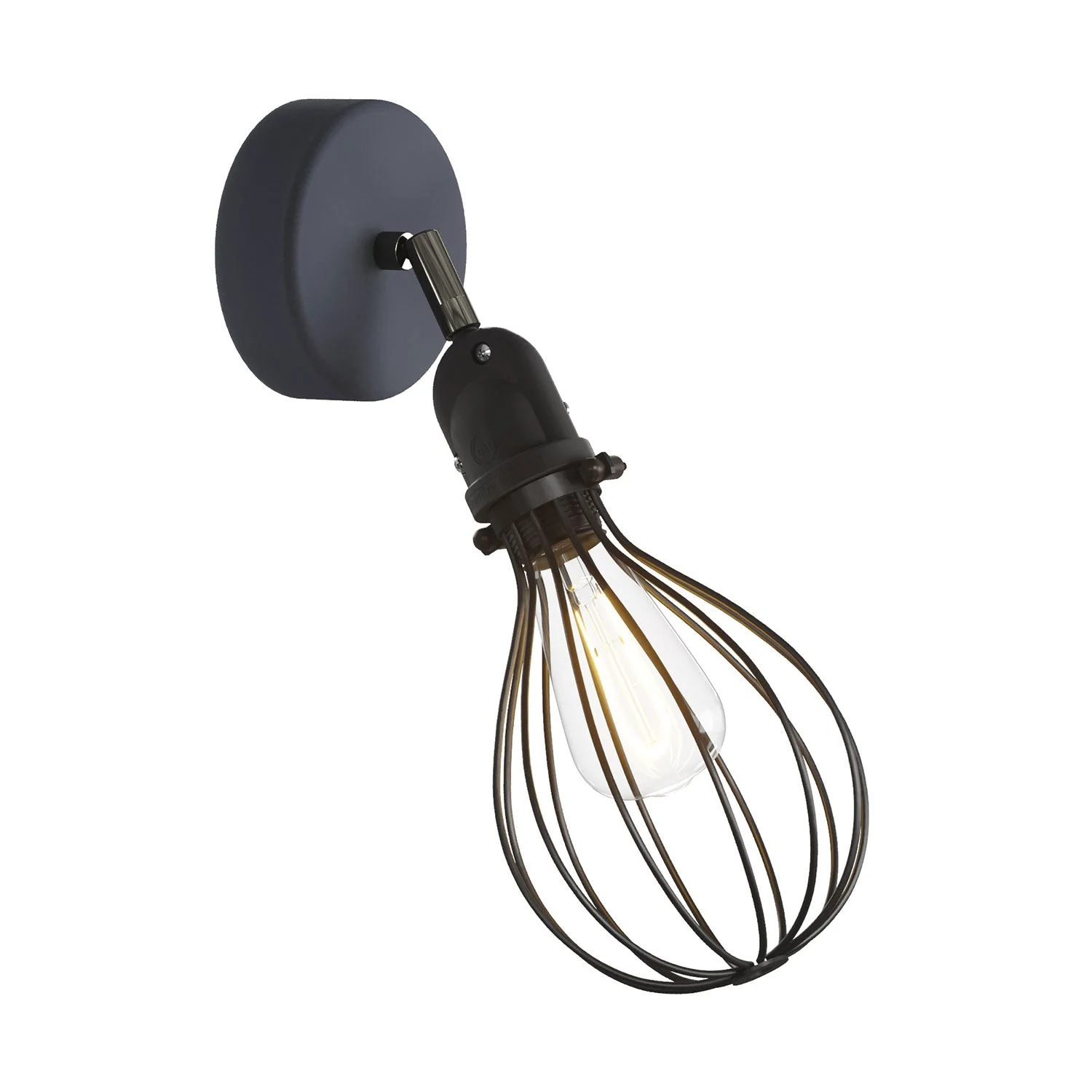 Fermaluce Modulair with adjustable joint, Drop lampshade and IP65 waterproof lamp holder – Black