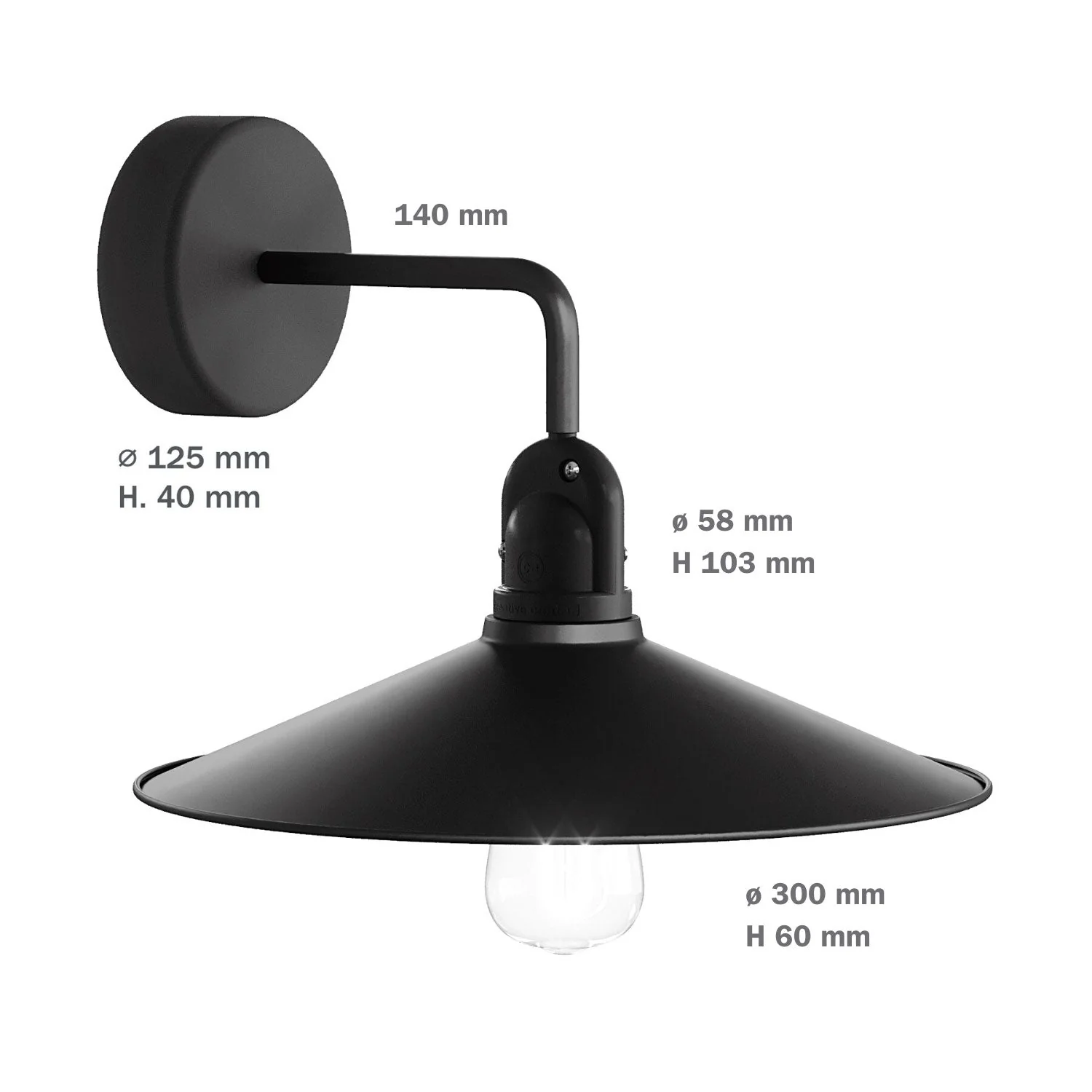 Fermaluce Modulair with L extension, Swing lampshade and IP65 waterproof lamp holder - Black - Image 5