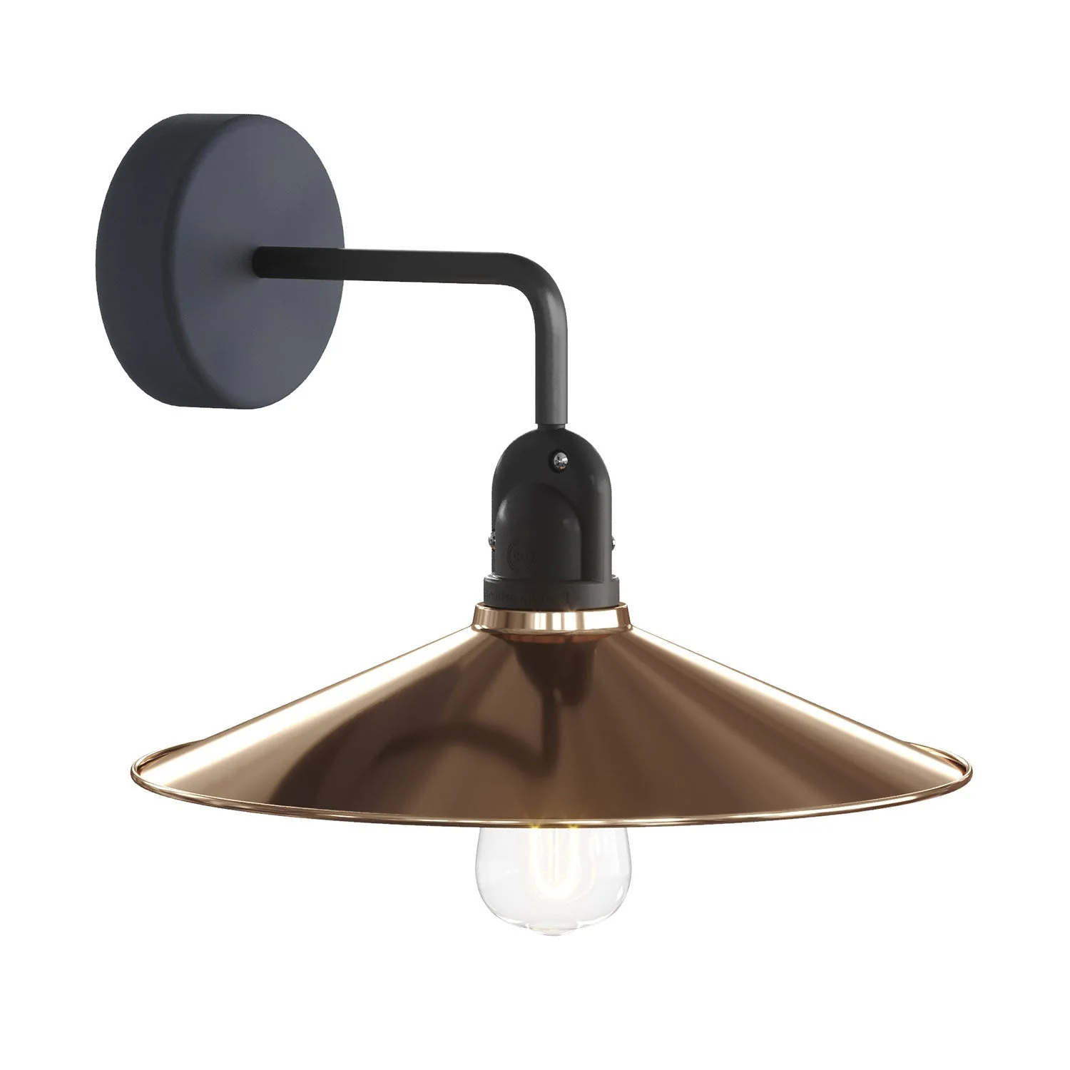 Fermaluce Modulair with L extension, Swing lampshade and IP65 waterproof lamp holder - Copper