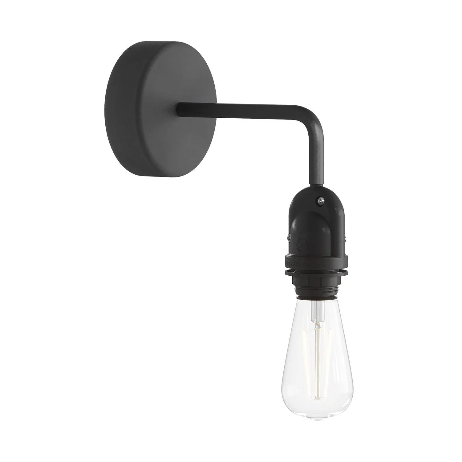 Fermaluce for Modulair lampshade with L extension, ceiling rose and IP65 waterproof lamp holder - Black