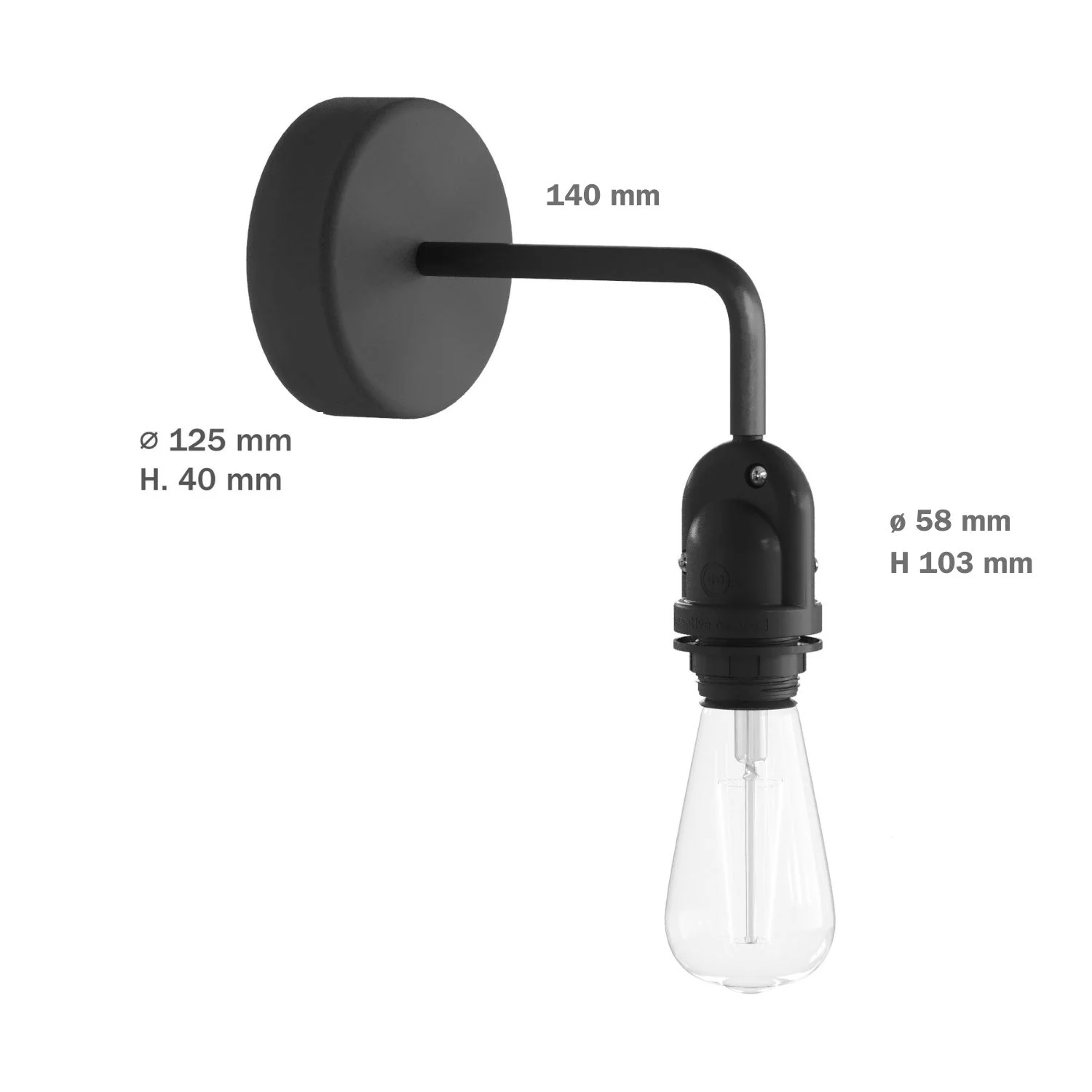 Fermaluce for Modulair lampshade with L extension, ceiling rose and IP65 waterproof lamp holder - Black - Image 5