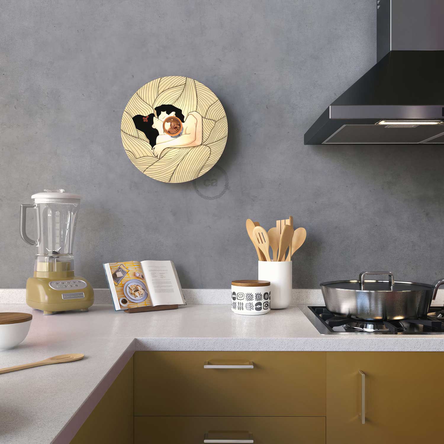 Fermaluce Romantic with UFO wooden double-sided lampshade illustrated by Carolina Zuniga - Image 2