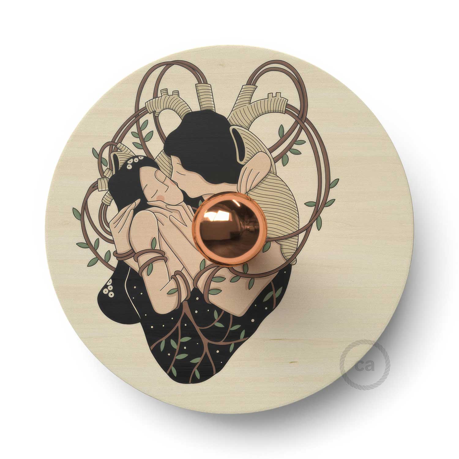 Fermaluce Romantic with UFO wooden double-sided lampshade illustrated by Carolina Zuniga - Image 4