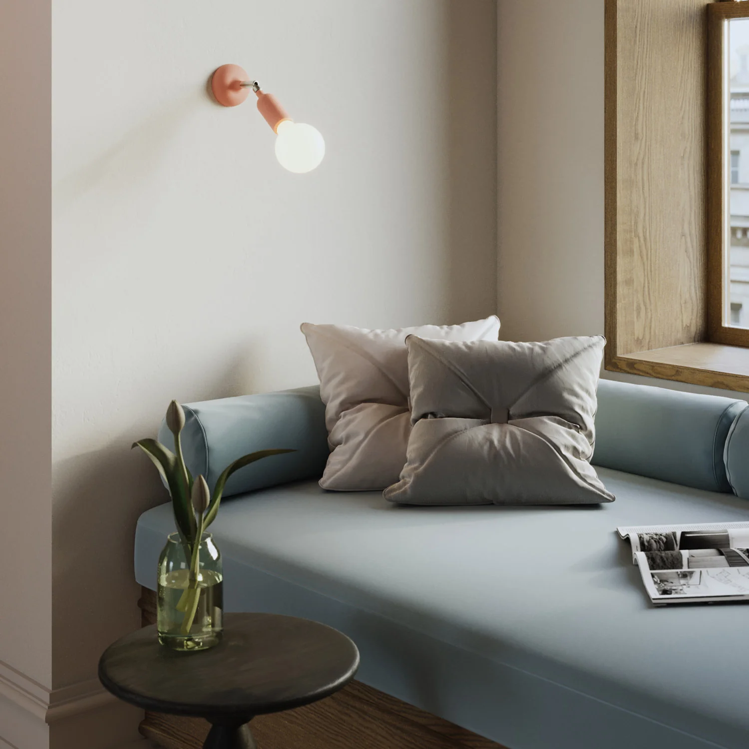 Silicone Fermaluce lamp with joint and built-in switch - Salmon - Image 2