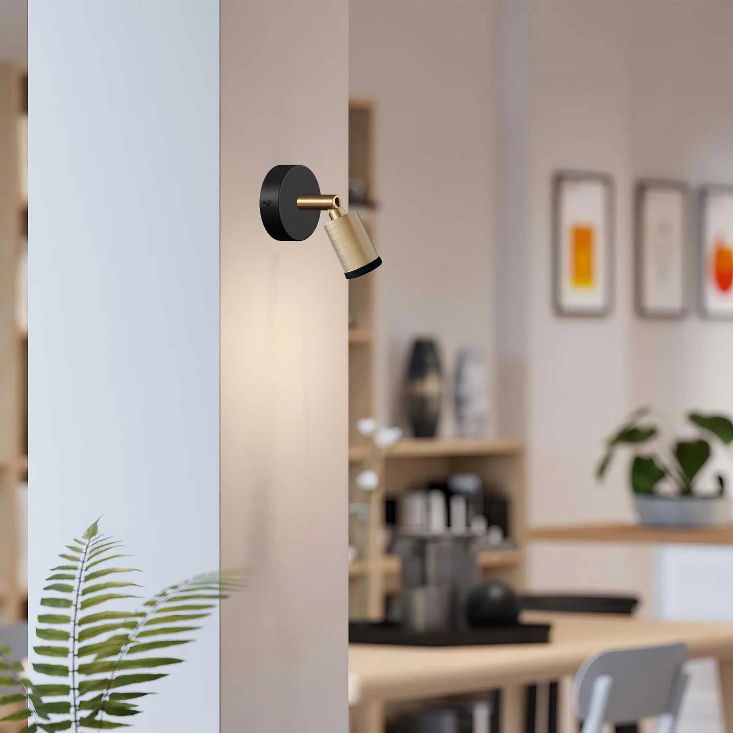 Fermaluce Mini Spotlight GU1d0, adjustable wall or ceiling lamp with joint - Satin bronze - Image 2