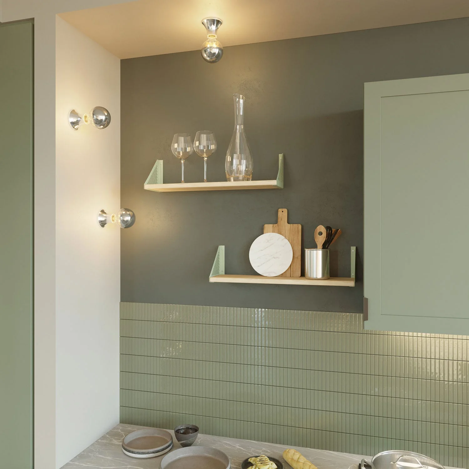 Fermaluce Vintage, metallic wall or ceiling light point – Chrome - Image 2