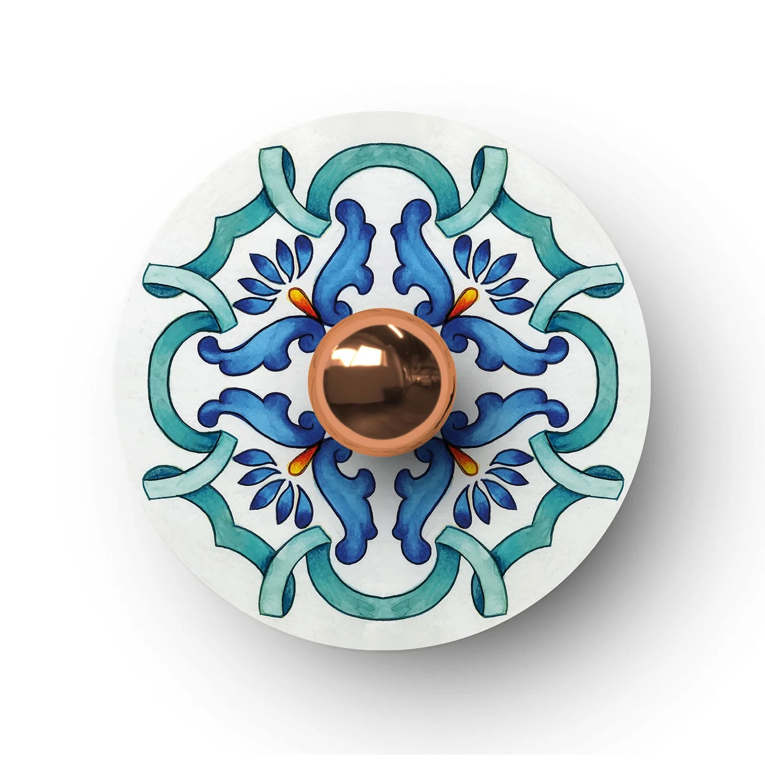 Fermaluce with mini Ellepì 'Maioliche' Blue plate