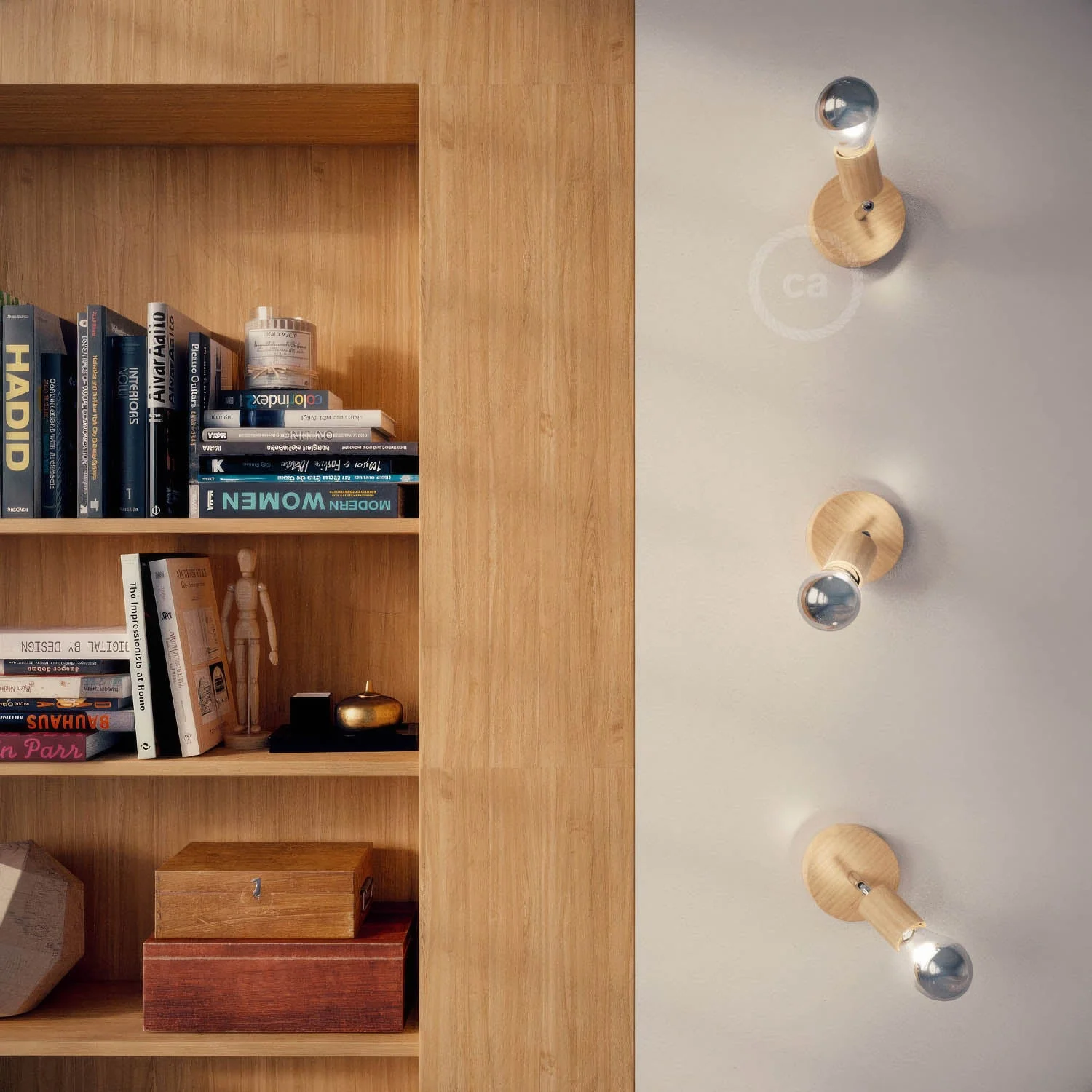 Fermaluce Wood 90°, the natural wood flush light for your wall or ceiling - Neutral - Image 2