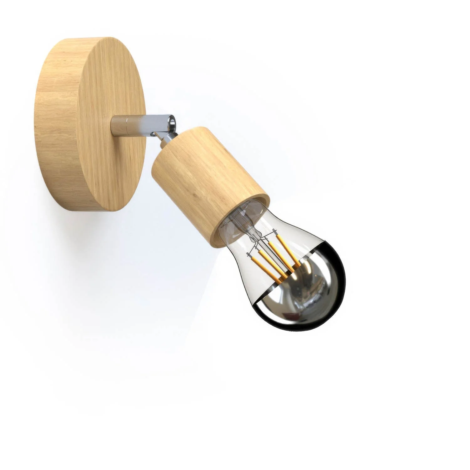 Fermaluce Wood 90°, wall or ceiling light point in natural wood - Neutral