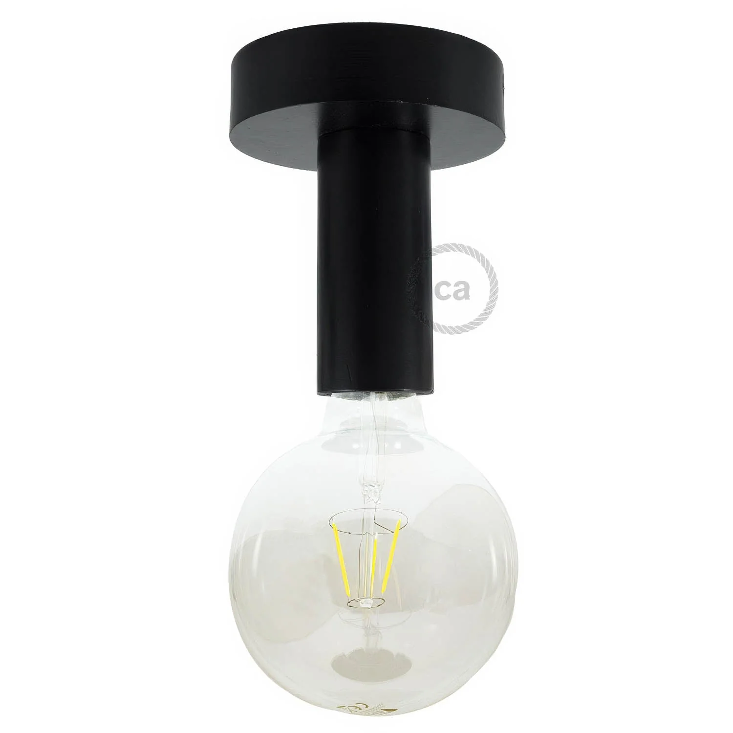 Fermaluce Wood M, the wooden light point for wall or ceiling - Black