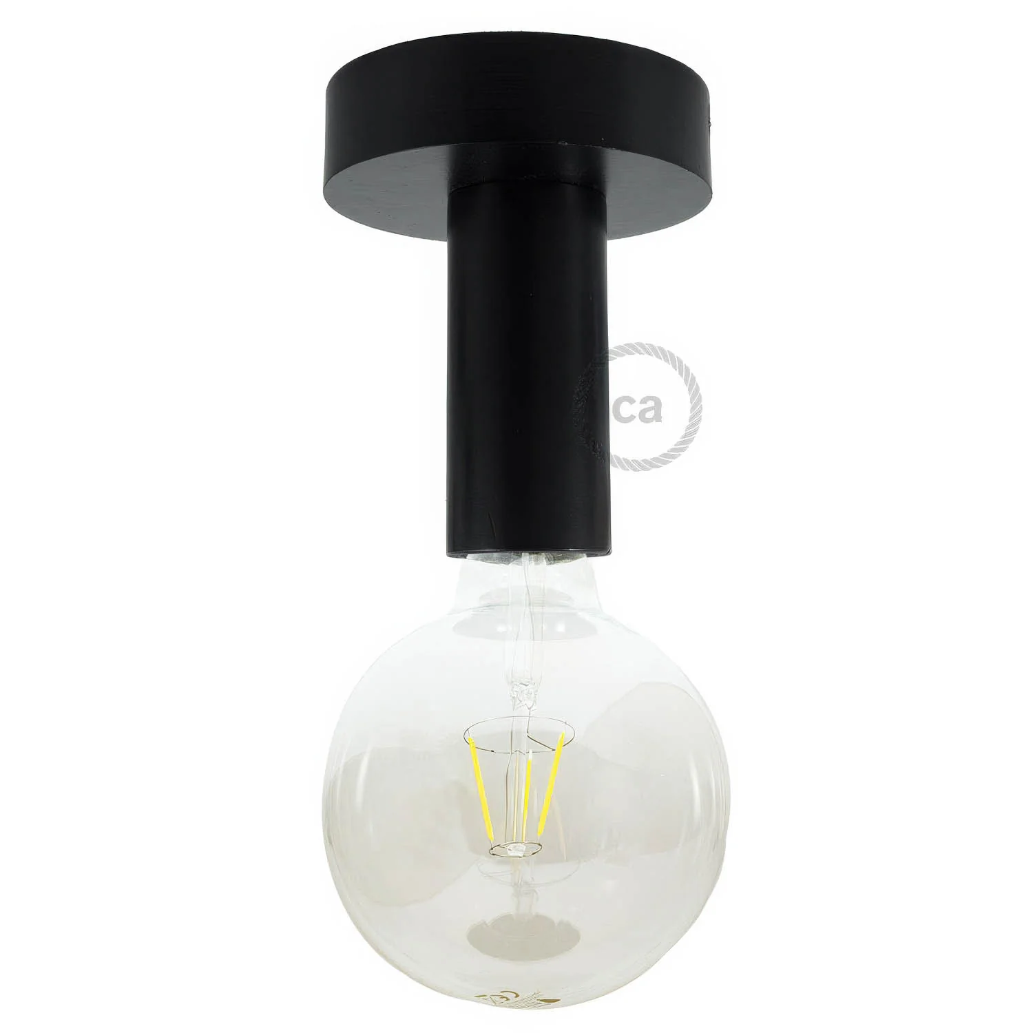 Fermaluce Wood M, the painted wood flush light for your wall or ceiling - Black - Image 3