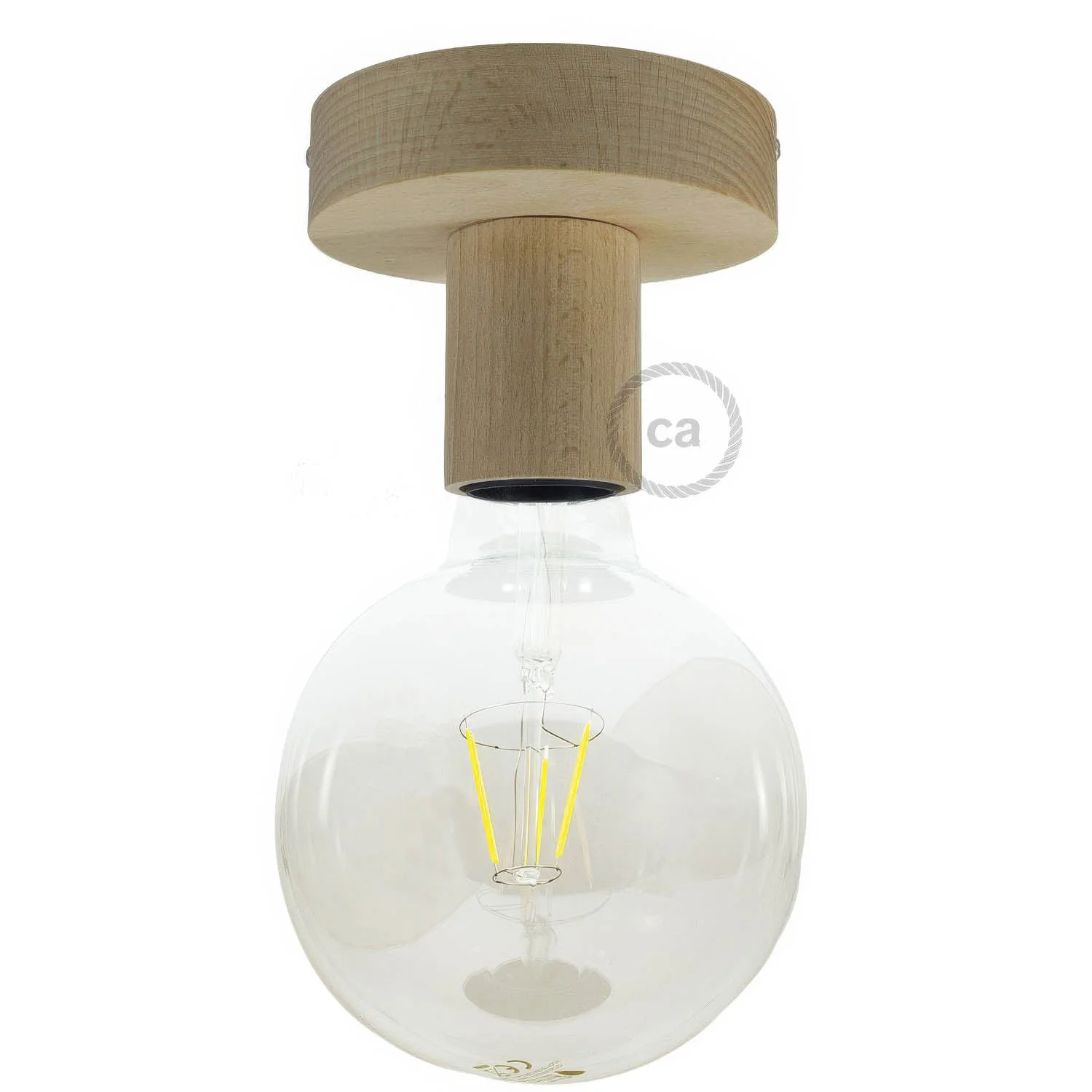 Fermaluce Wood S, wall or ceiling light point in wood – Neutral