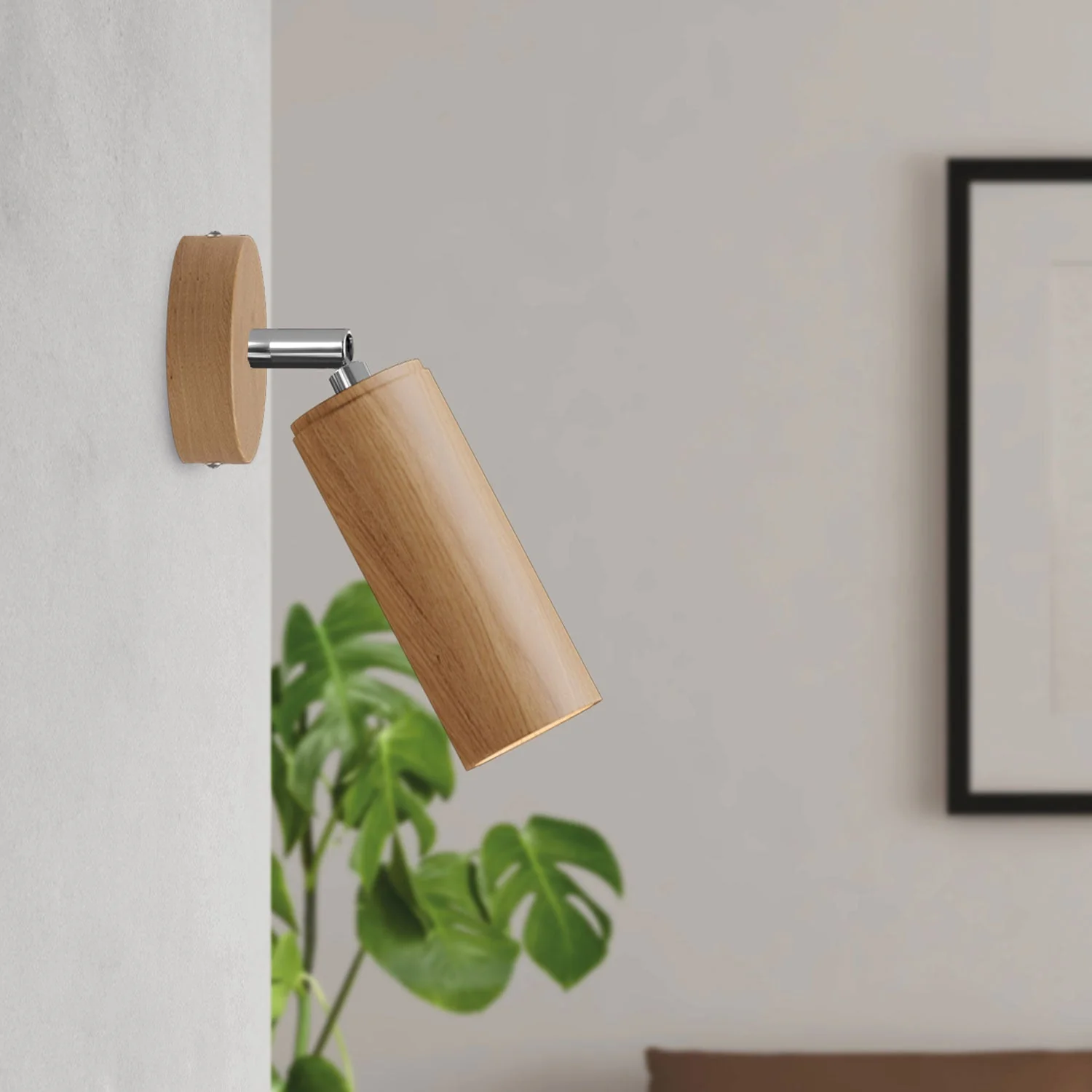 Fermaluce Wood with adjustable wooden spotlight and Tub-E14 lampshade - Neutral - Image 2