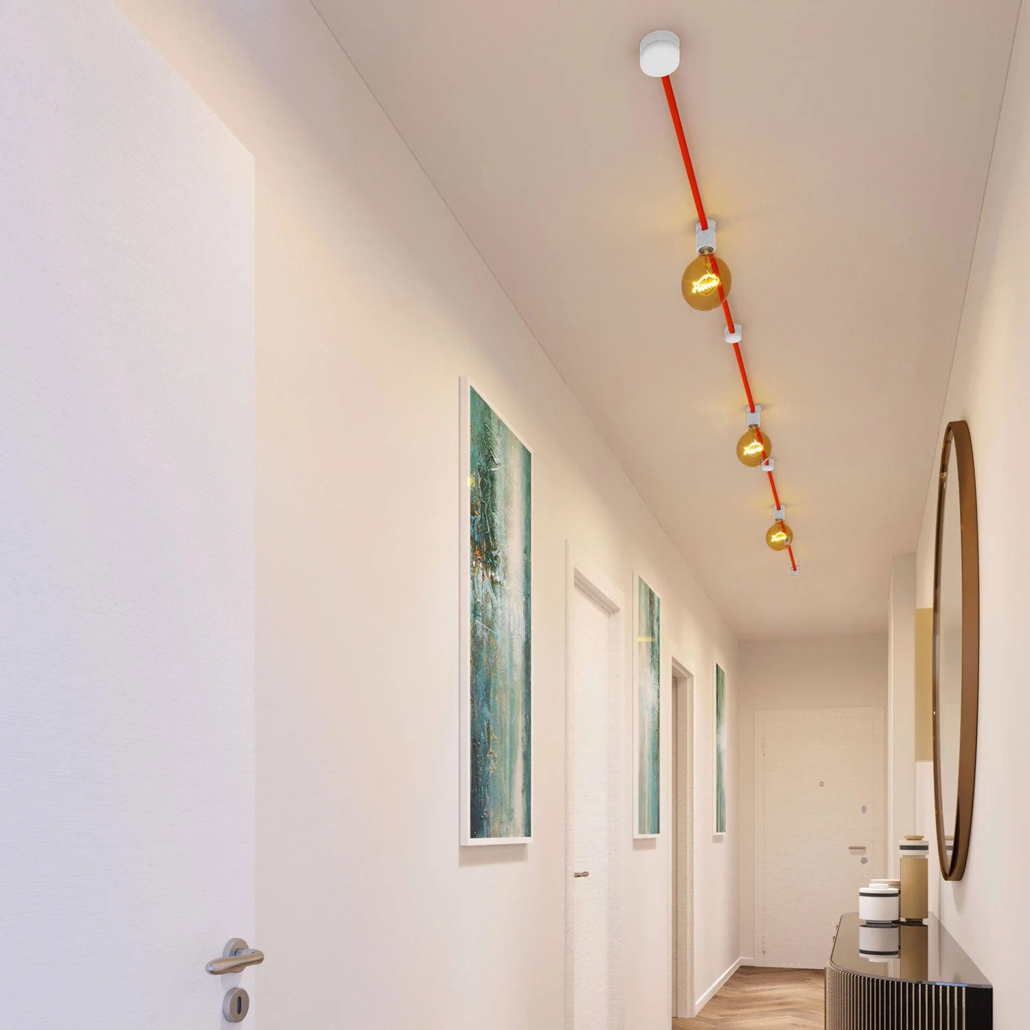 Filé Linear System Kit - with CF15 cable of 5 m for string light and 7 components in white painted wood for interiors - Image 2