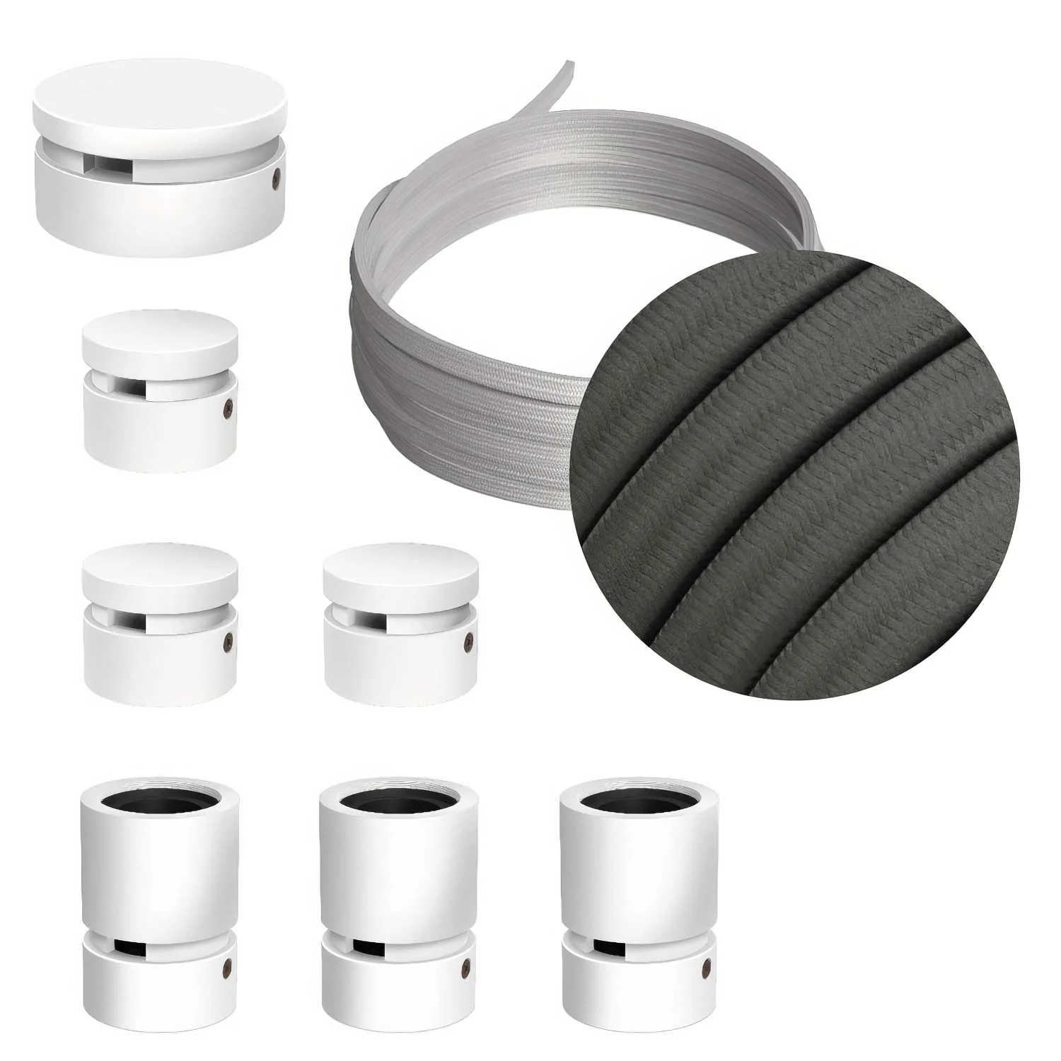 Filé Linear Kit System – with 5 m CM03 cable for string light and 7 white lacquered wooden components for indoor use