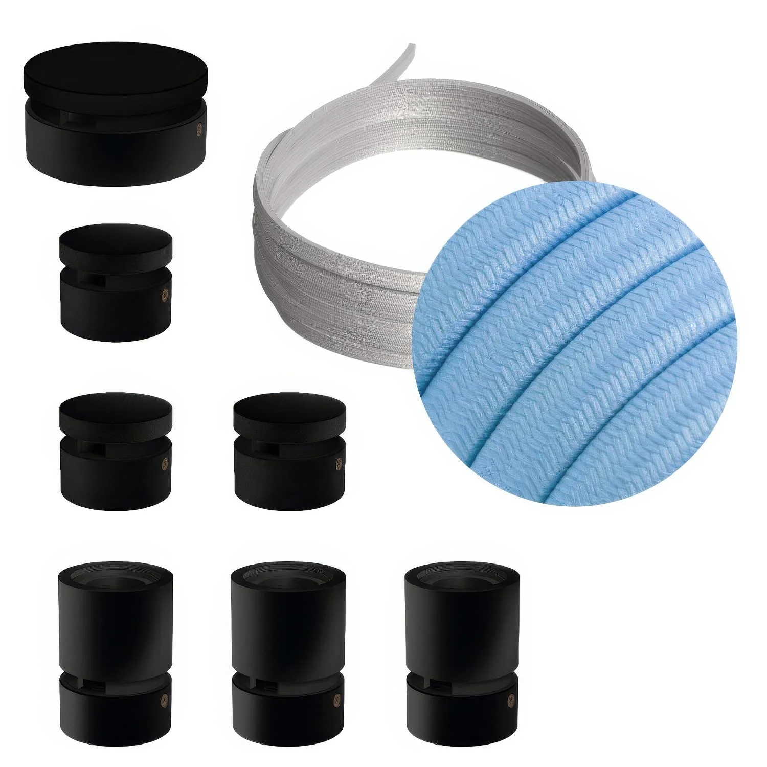 Filé Linear Kit System - with 5 m CM17 cable for string light and 7 black painted wooden components for interiors