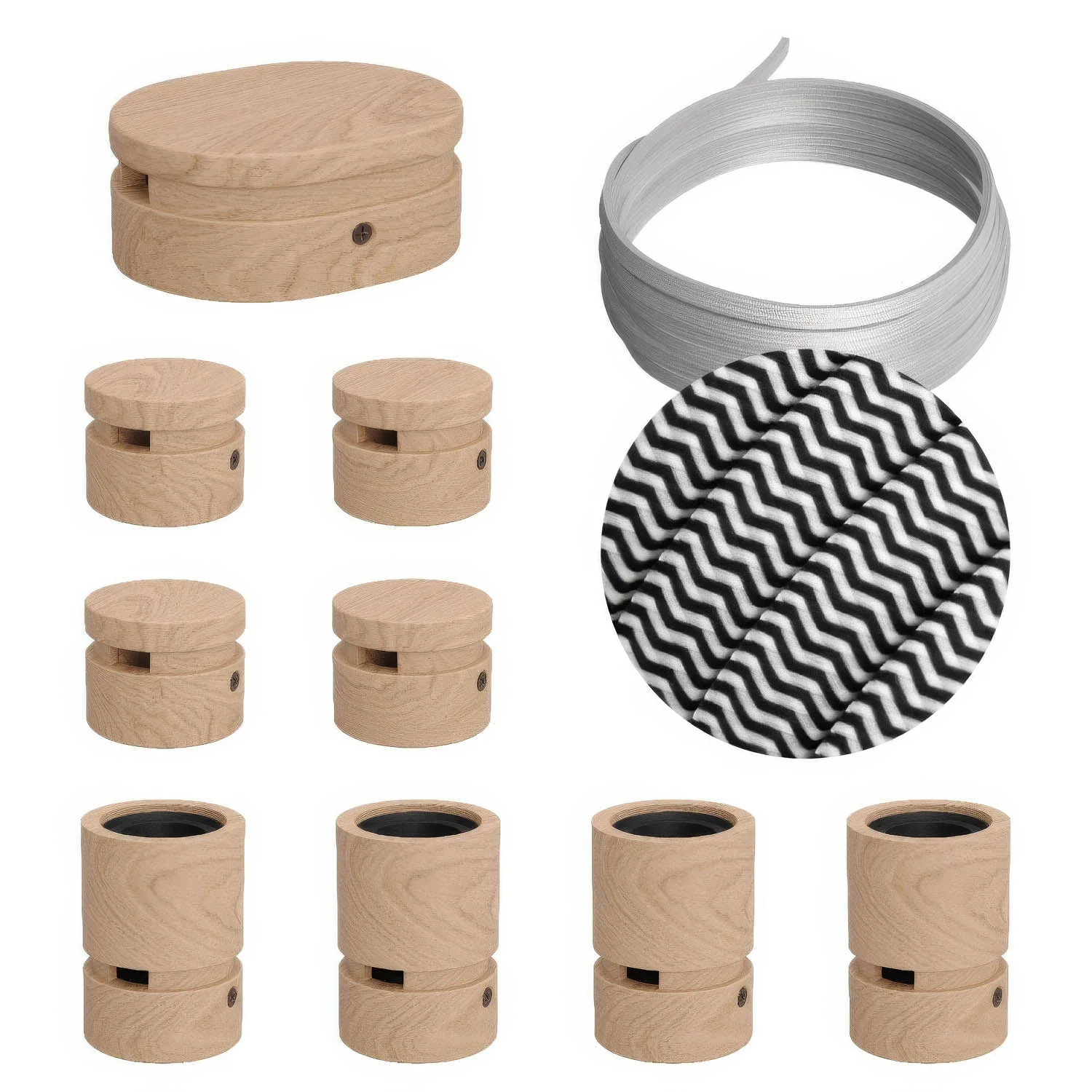 Filé Symmetric Kit System - with 5 m CZ04 string light cable and 9 wooden components for interiors