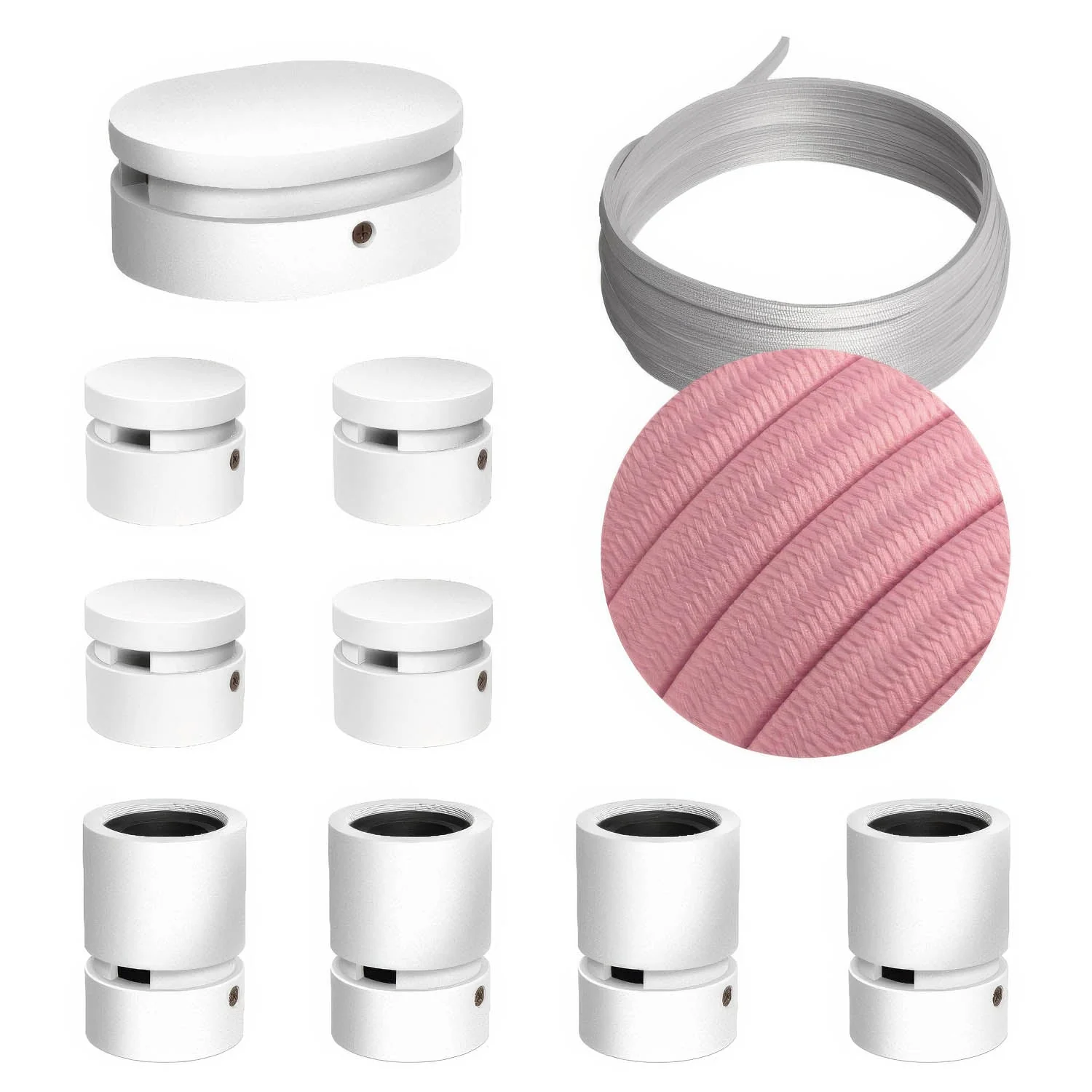 Filé Symmetric System Kit - with 5 m CM16 cable for string light and 9 white painted wooden components for indoor use