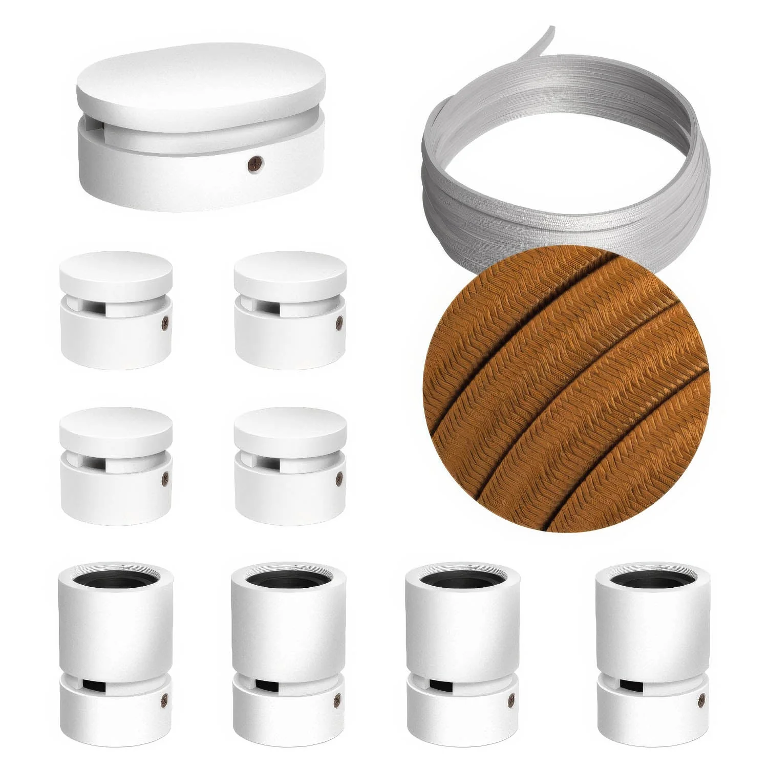 Filé Symmetric System Kit – with 5 m CM22 cable for string light and 9 white painted wooden components for indoor use