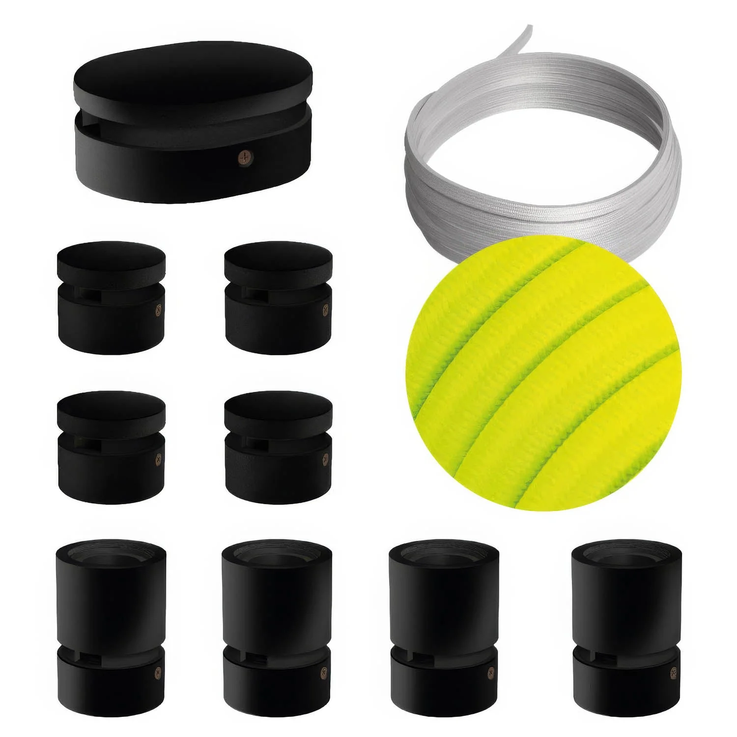 Filé Symmetric System Kit - with 5 m CF10 cable for string light and 9 black painted wooden components for indoor use