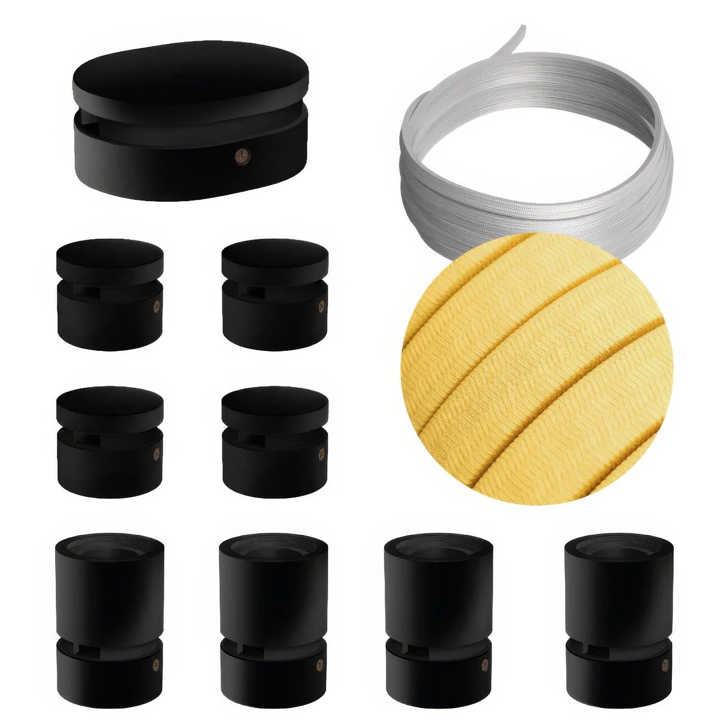 Filé Symmetric System Kit - with 5 m CM10 cable for string light and 9 black painted wooden components for indoor use