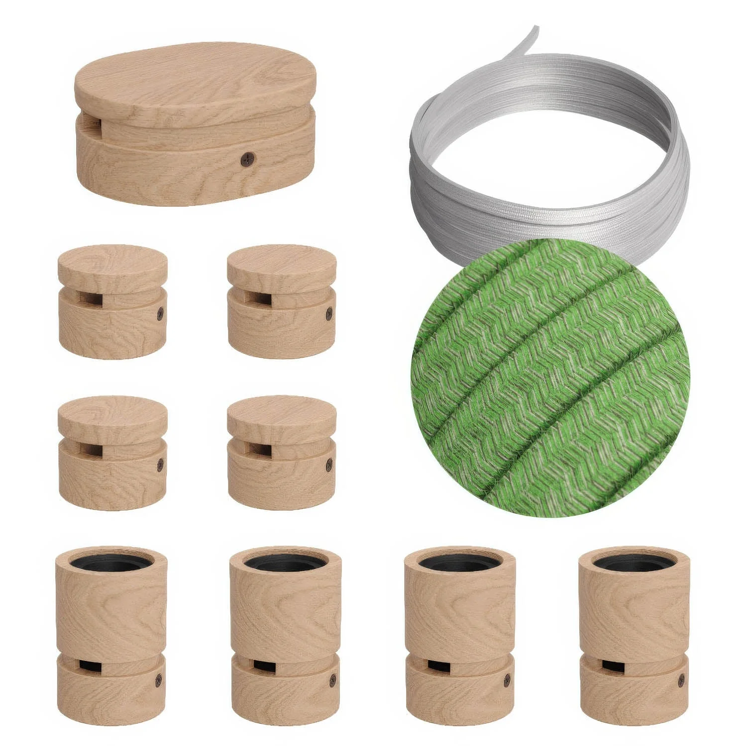 Filé Symmetric Kit System - with 5 m CX08 cable for string light and 9 wooden components for interiors