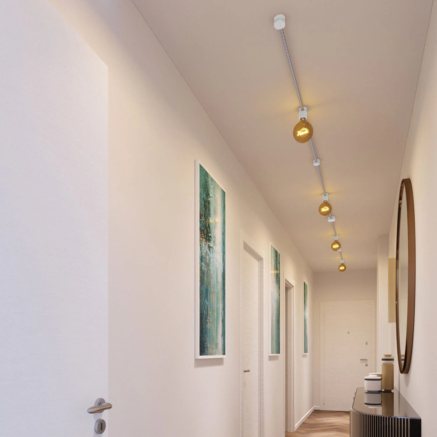 Filé Symmetric Kit System - with ECC37 cable of 5 m for string light and 9 painted wood components for indoor use - Image 2