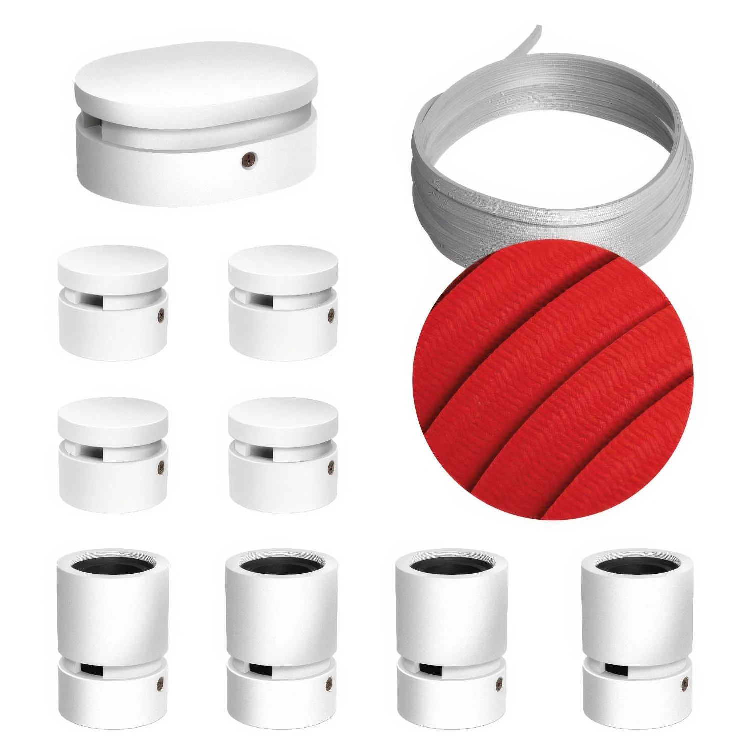 Filé Symmetric Kit System - with 5 m CM09 string light cable and 9 white painted wooden components for interiors