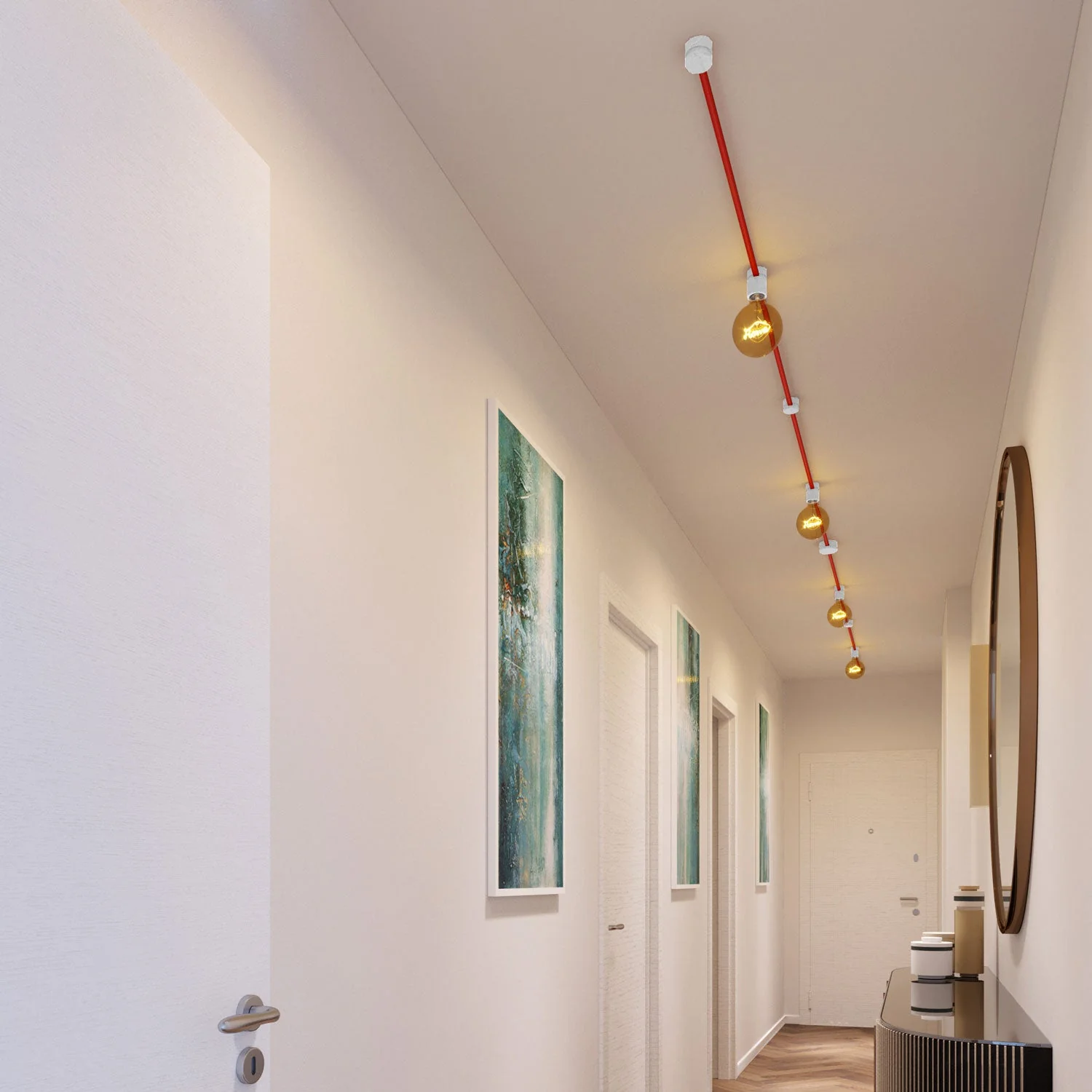 Filé Symmetric Kit System - with 5 m CM09 string light cable and 9 white painted wooden components for interiors - Image 2