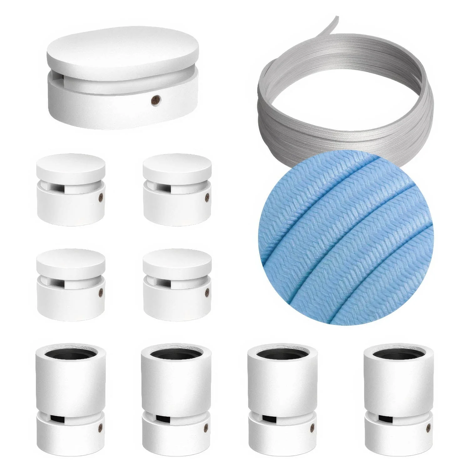 Filé Symmetric Kit System - with 5 m CM17 cable for string light and 9 white painted wooden components for interiors