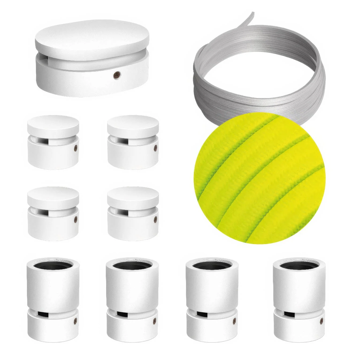 Filé Symmetric Kit system - with 5 m CF10 cable for string light and 9 white painted wooden components for interiors