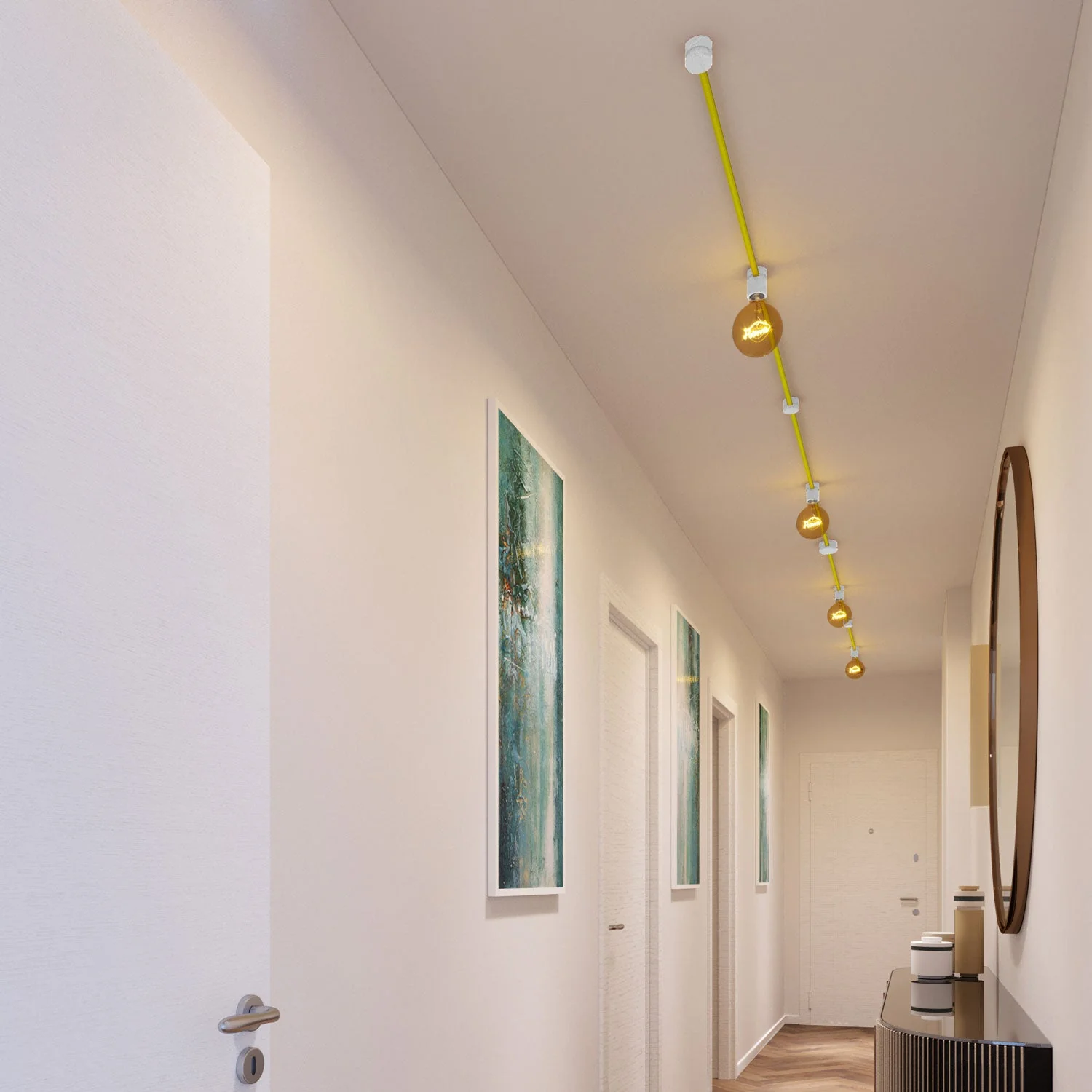 Filé Symmetric Kit system - with 5 m CF10 cable for string light and 9 white painted wooden components for interiors - Image 2