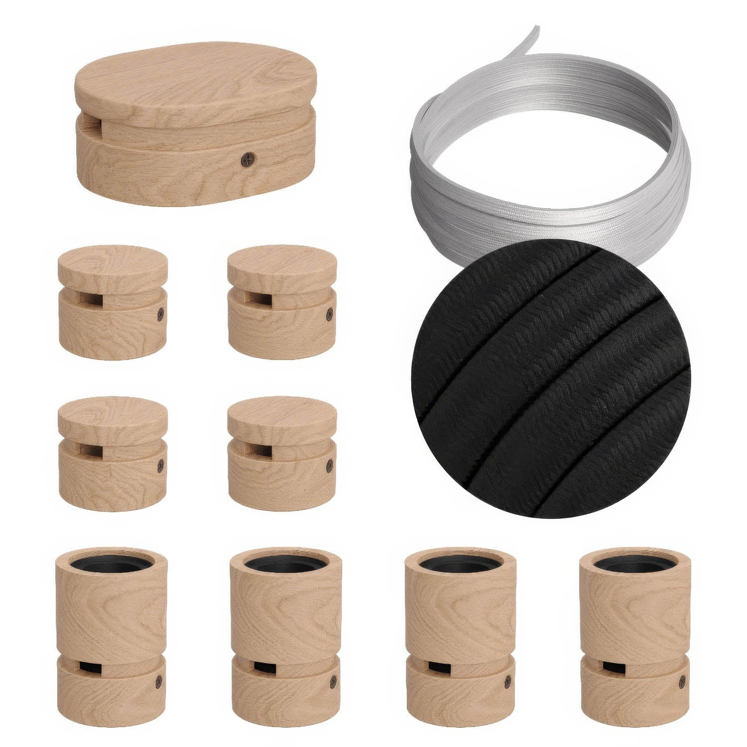 Filé Symmetric Kit System – with 5 m CM04 cable for string light and 9 wooden components for indoor use