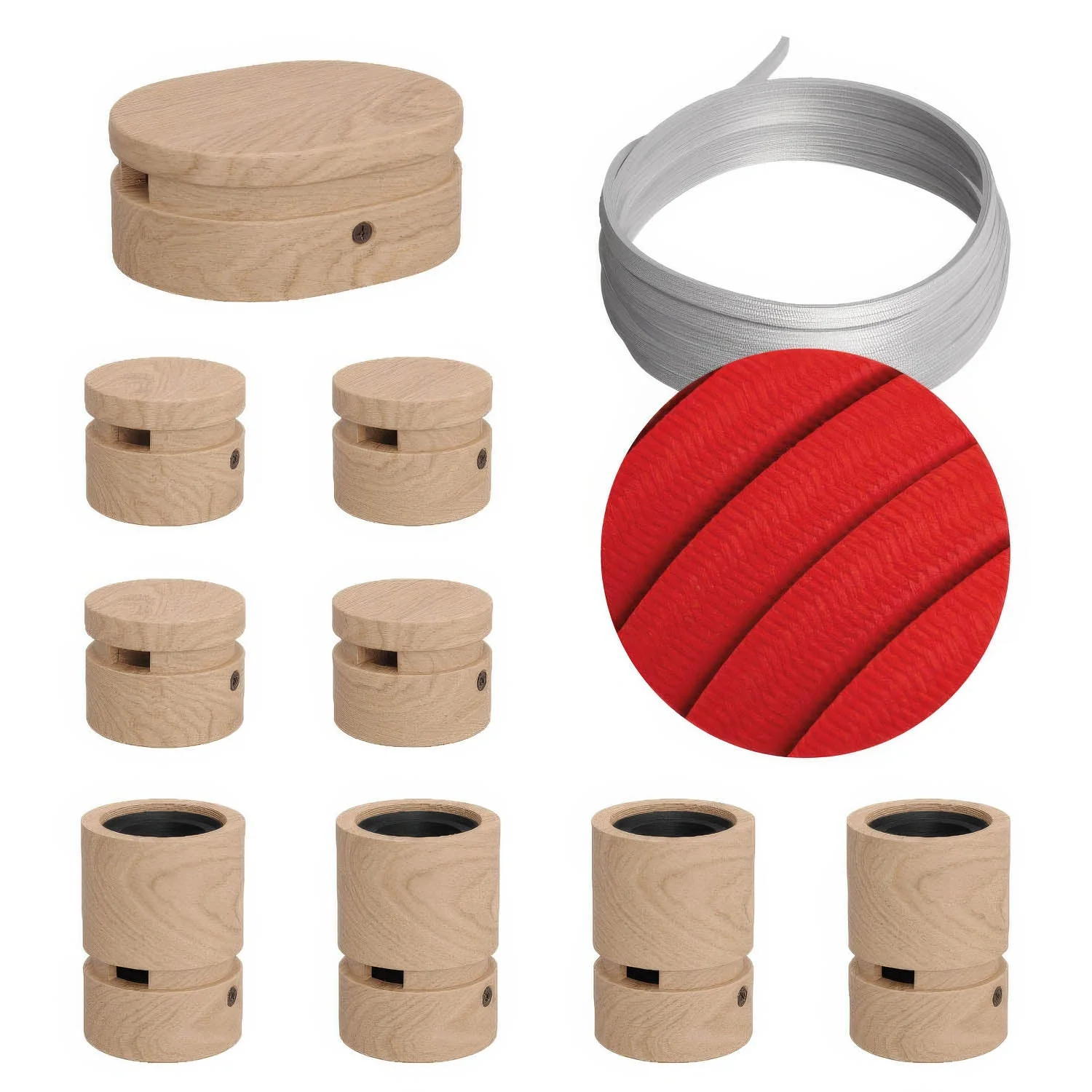 Filé Symmetric System Kit - with 5m CM09 string light cable and 9 wooden components for indoor use