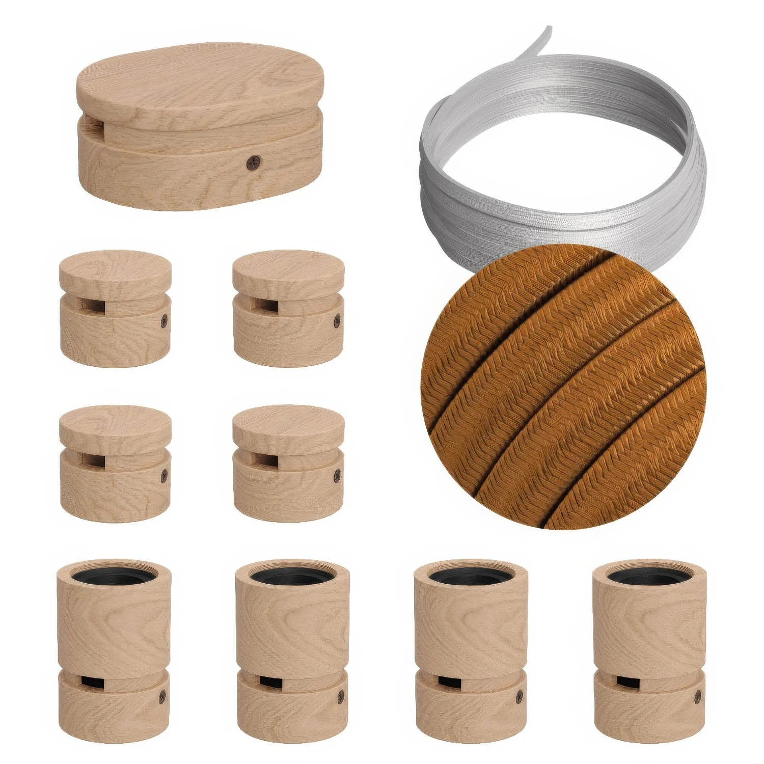 Filé Symmetric Kit System - with 5 m CM22 Cable for string light and 9 wooden components for interiors